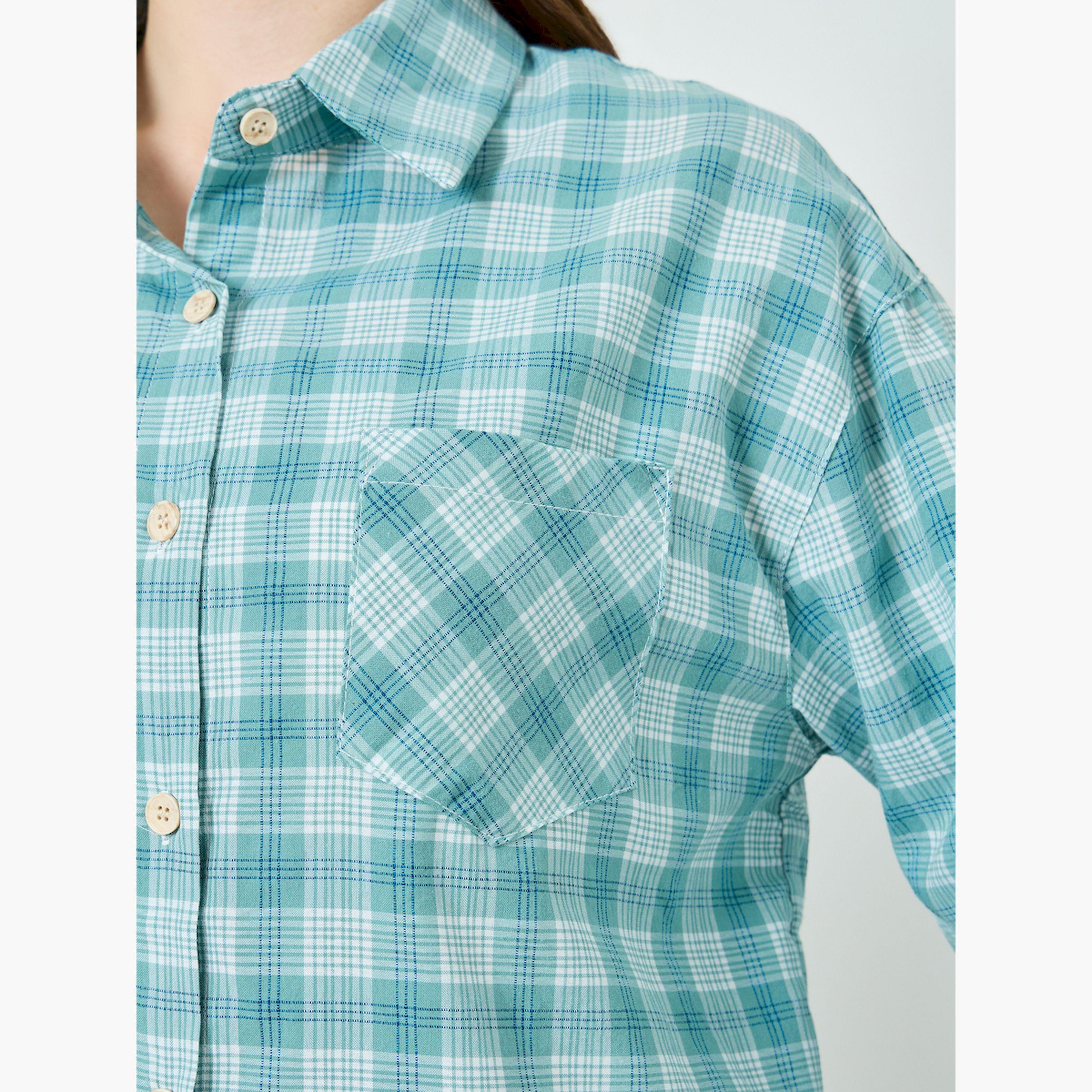 Styli Green Plaid Oversized Long Sleeve Shirt-women-clothing-shirtsandblouses-shirts-image-6