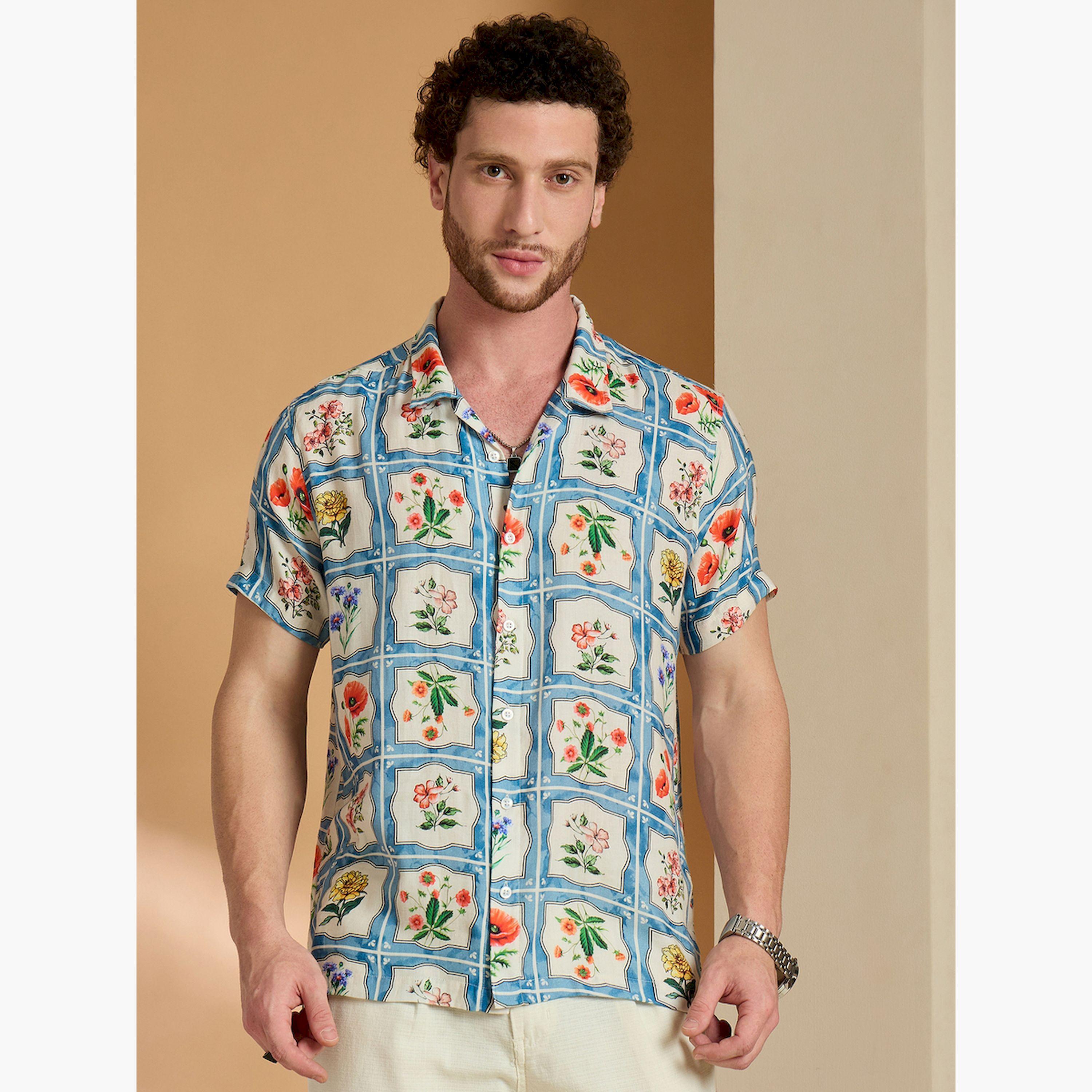 REPRISE X Styli Blue All Over Print Casual Shirt-men-clothing-shirts-image-1