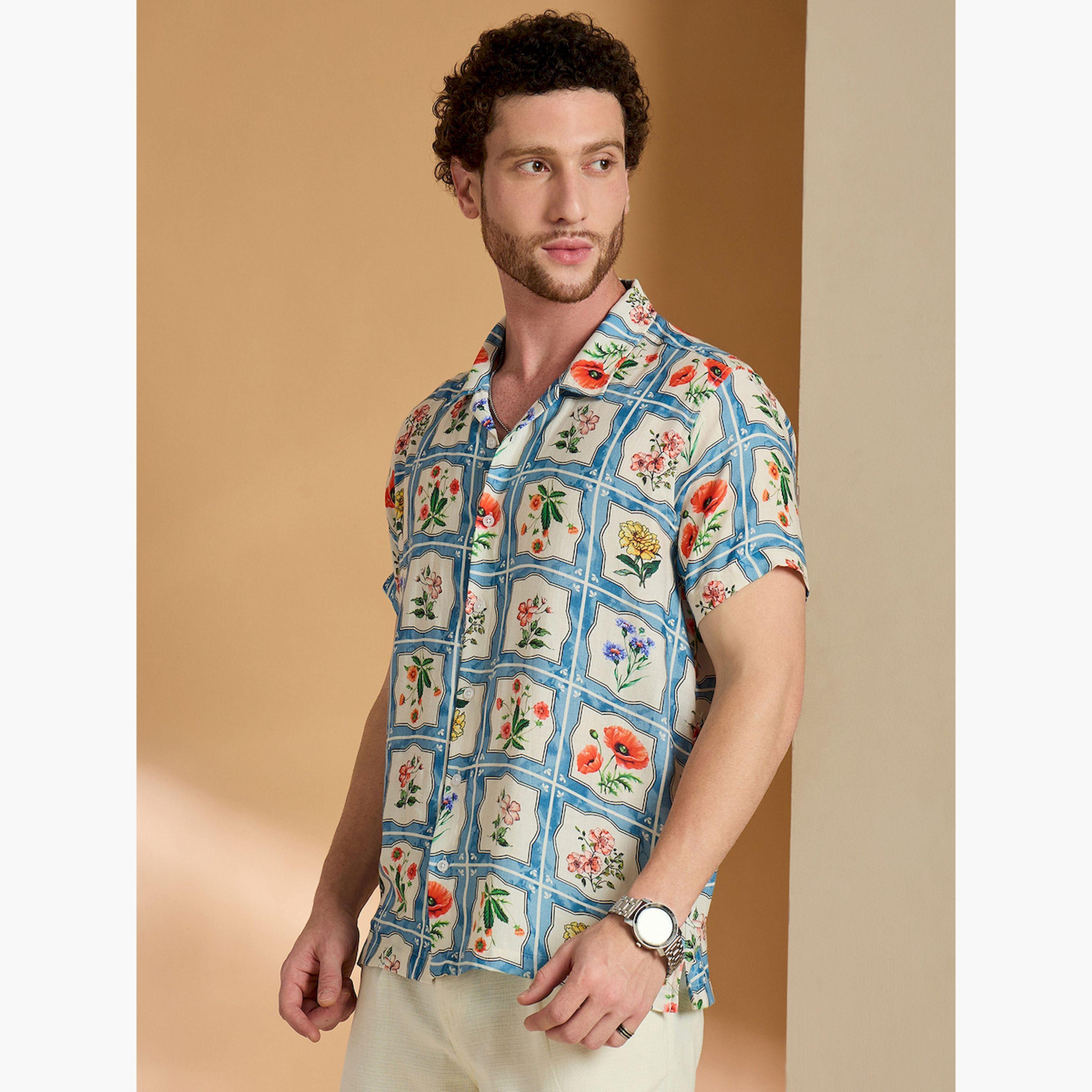 قميص كاجوال أزرق بطبعة كاملة-men-clothing-shirts-image-4