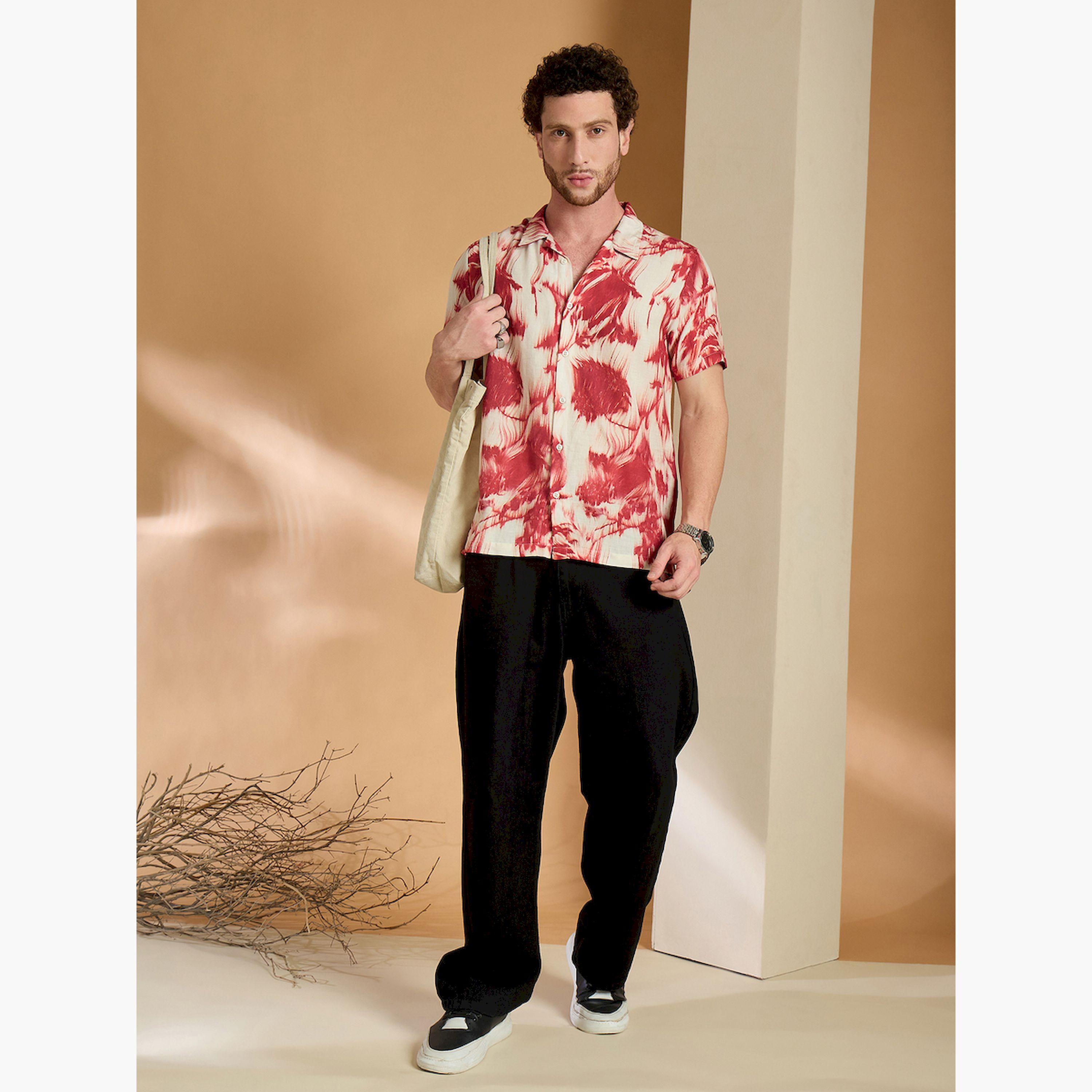 REPRISE X Styli Red Marble Print Casual Shirt-men-clothing-shirts-image-2