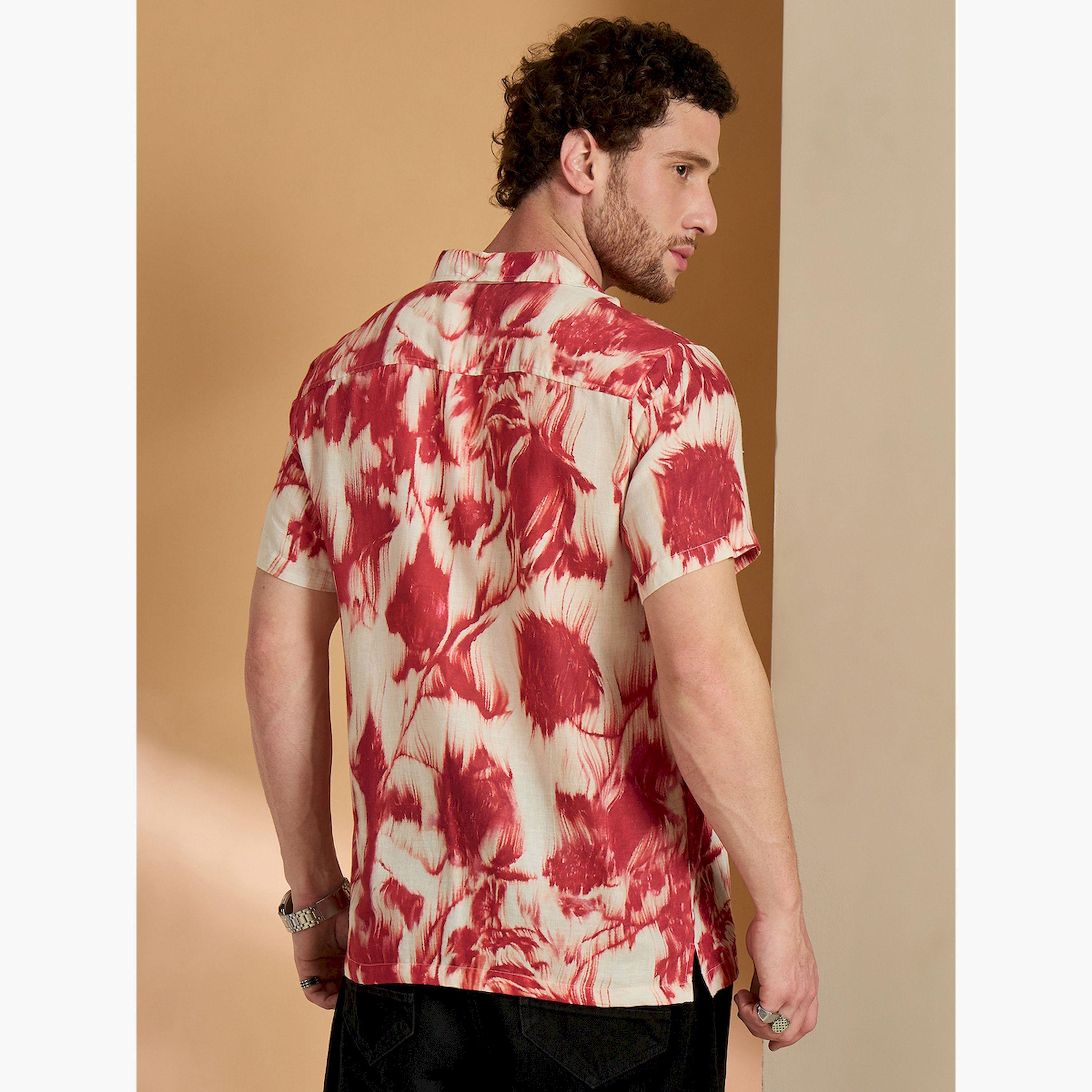 REPRISE X Styli Red Marble Print Casual Shirt-men-clothing-shirts-image-5