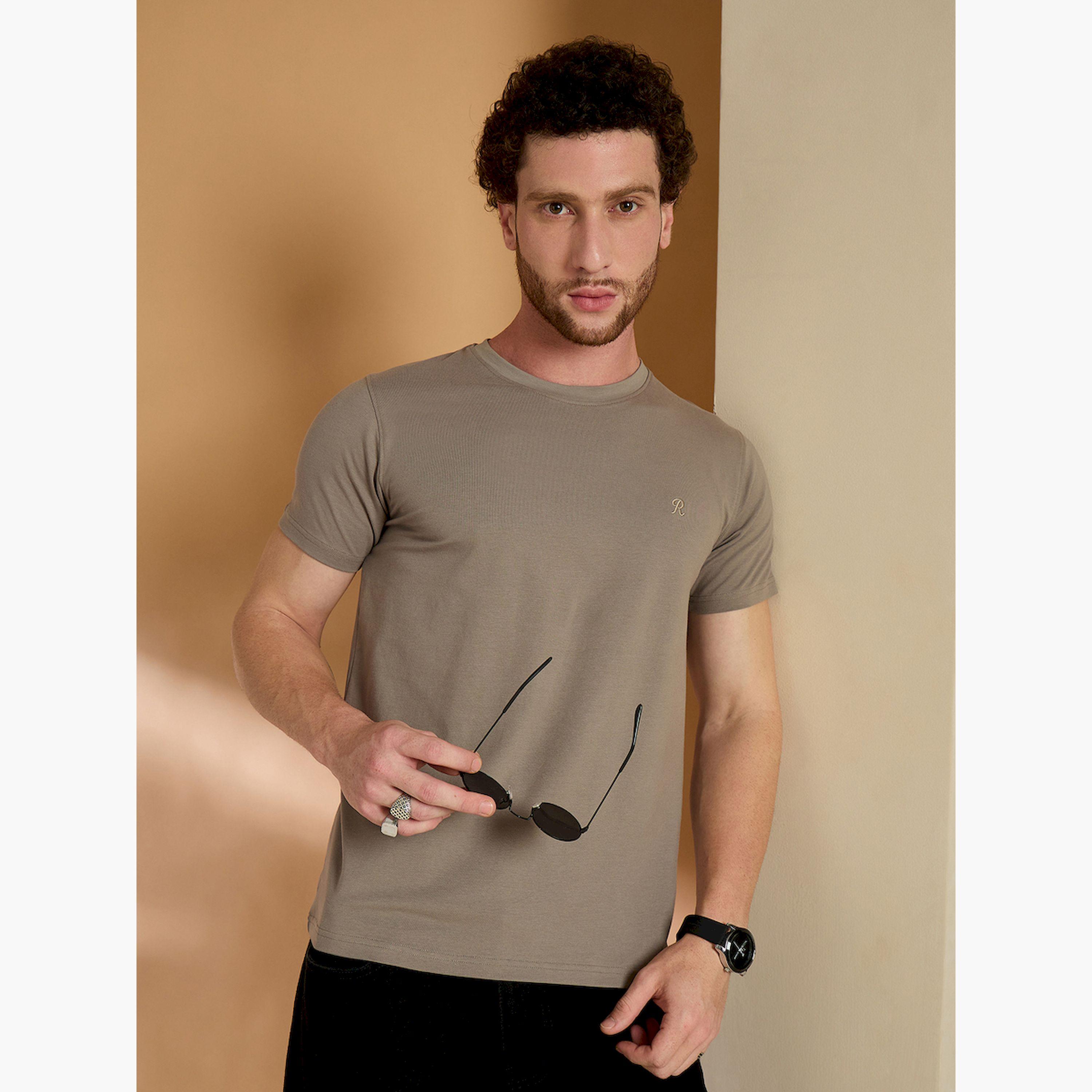 REPRISE X Styli Brown Cotton Blend Round Neck T-Shirt-men-clothing-tshirtsandpolos-tshirts-image-5