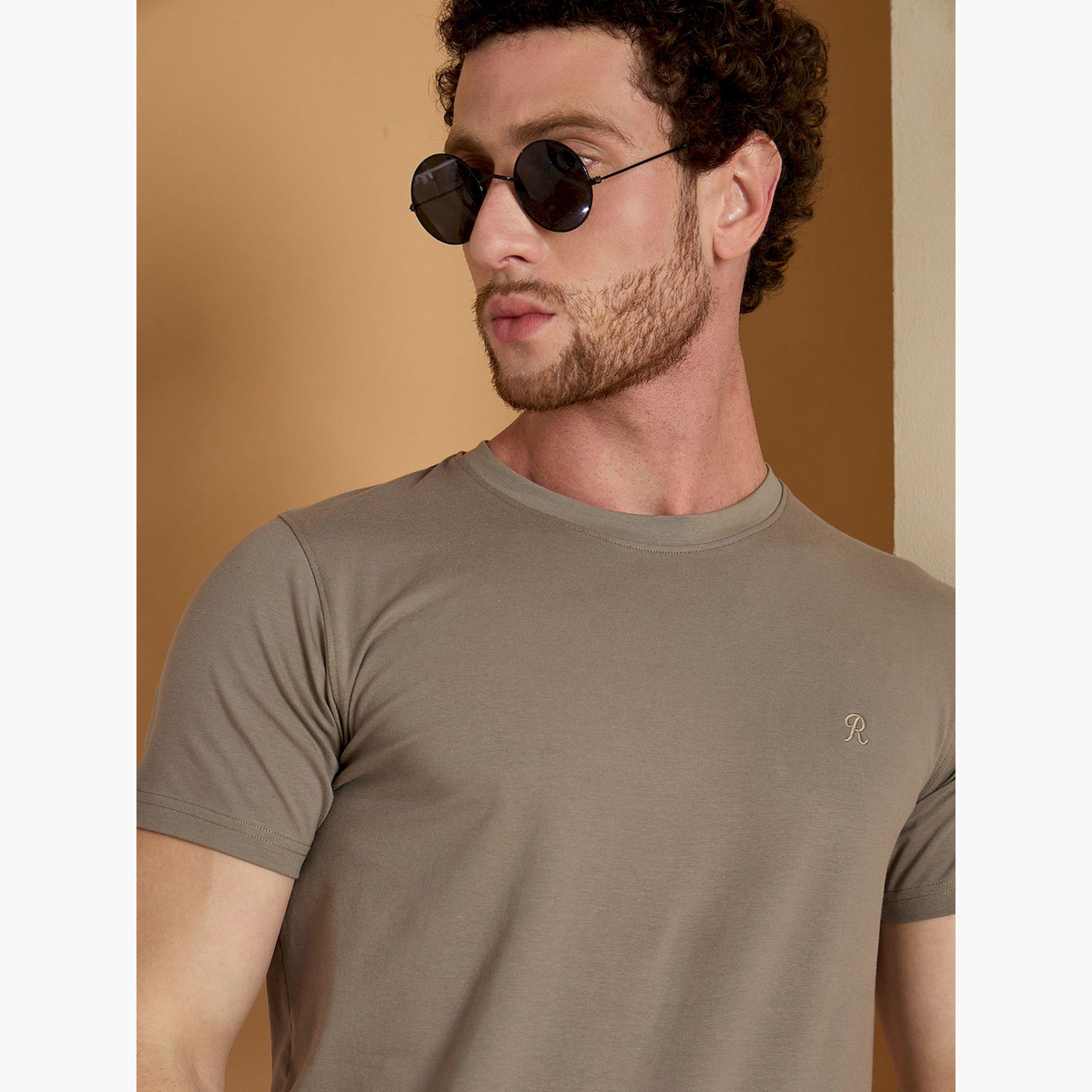 REPRISE X Styli Brown Cotton Blend Round Neck T-Shirt-men-clothing-tshirtsandpolos-tshirts-image-6