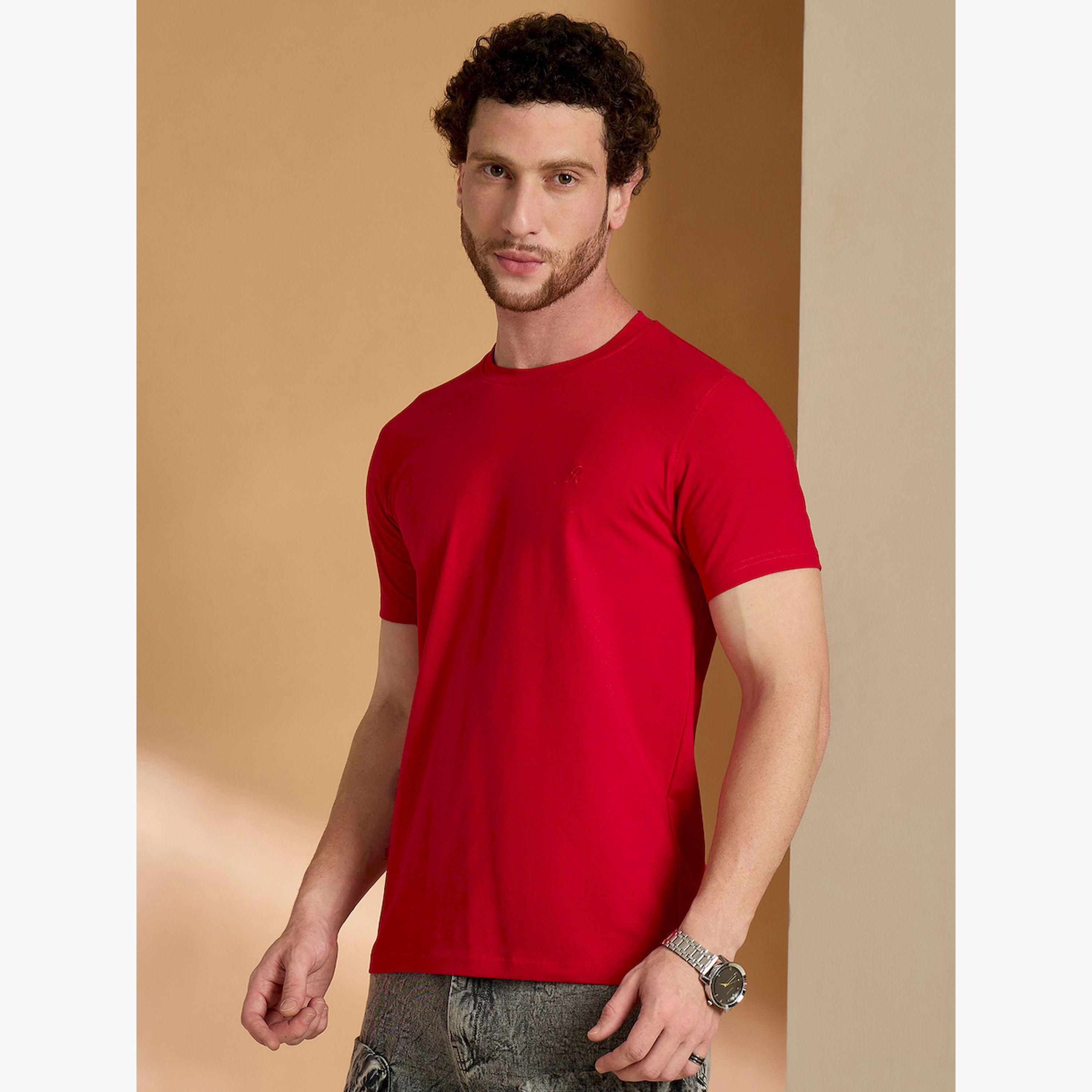 REPRISE X Styli Red Solid Slim Fit T-Shirt-men-clothing-tshirtsandpolos-tshirts-image-3