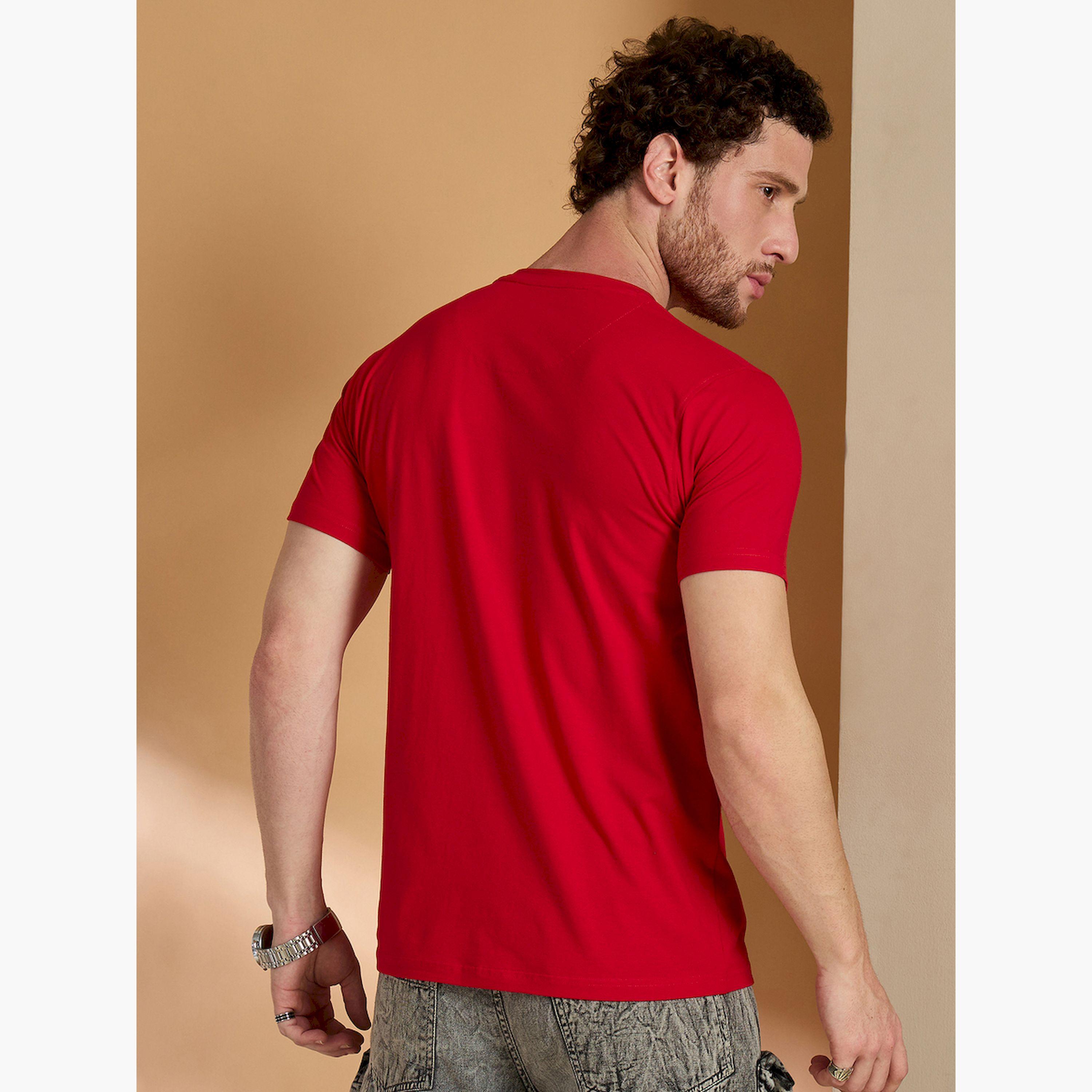 تيشيرت أحمر سادة بقصة ضيقة-men-clothing-tshirtsandpolos-tshirts-image-4