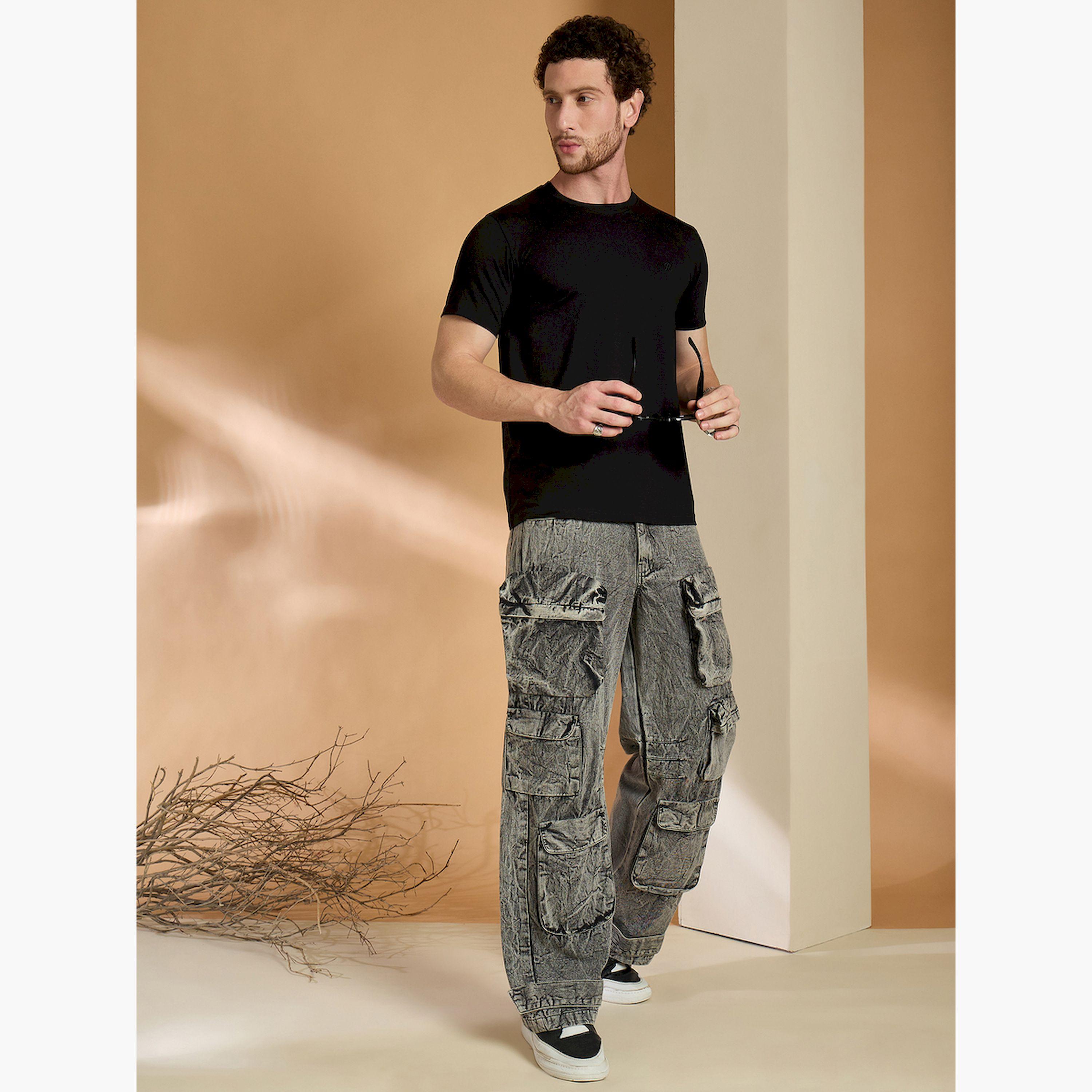 REPRISE X Styli Black Solid Slim Fit T-Shirt-men-clothing-tshirtsandpolos-tshirts-image-2