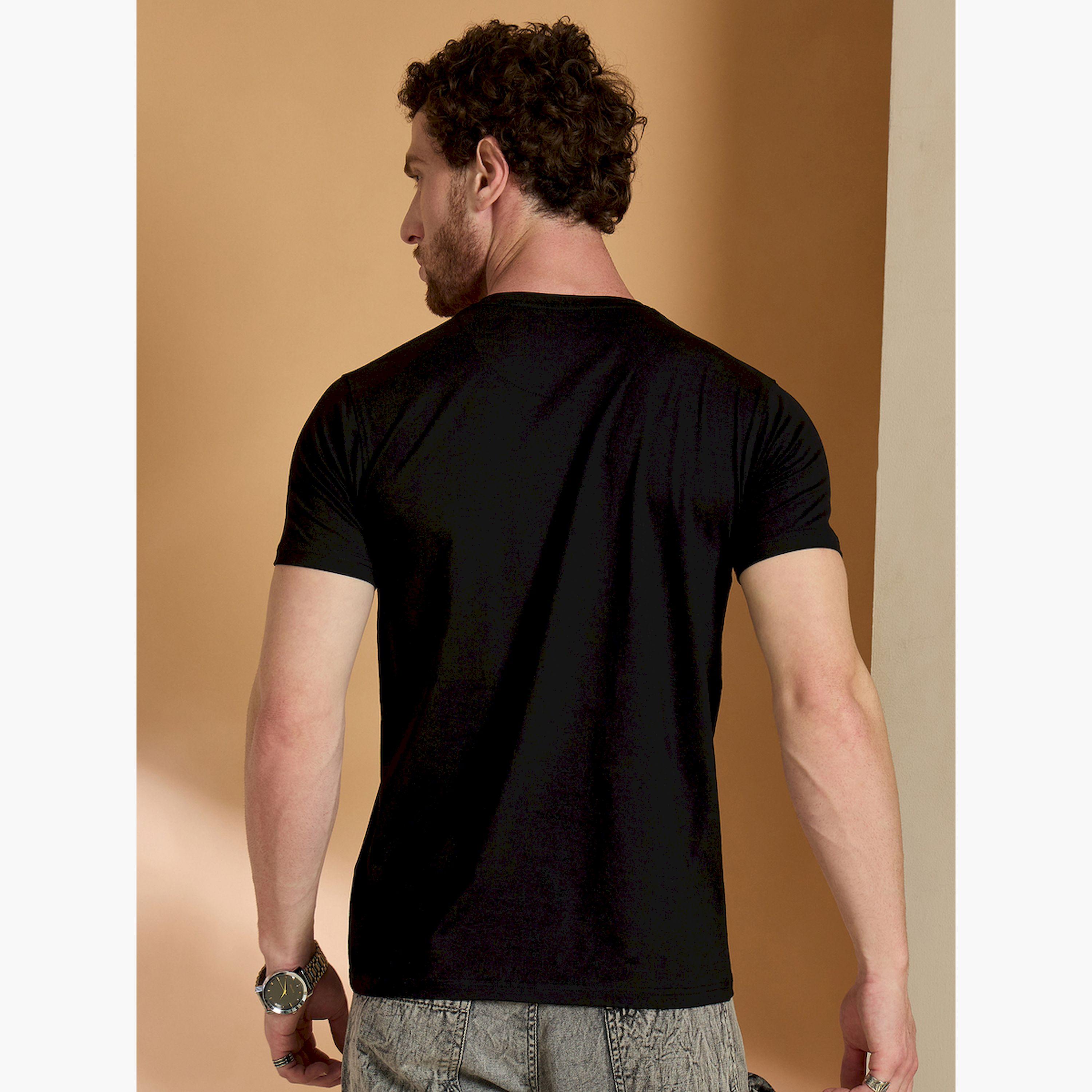 REPRISE X Styli Black Solid Slim Fit T-Shirt-men-clothing-tshirtsandpolos-tshirts-image-5