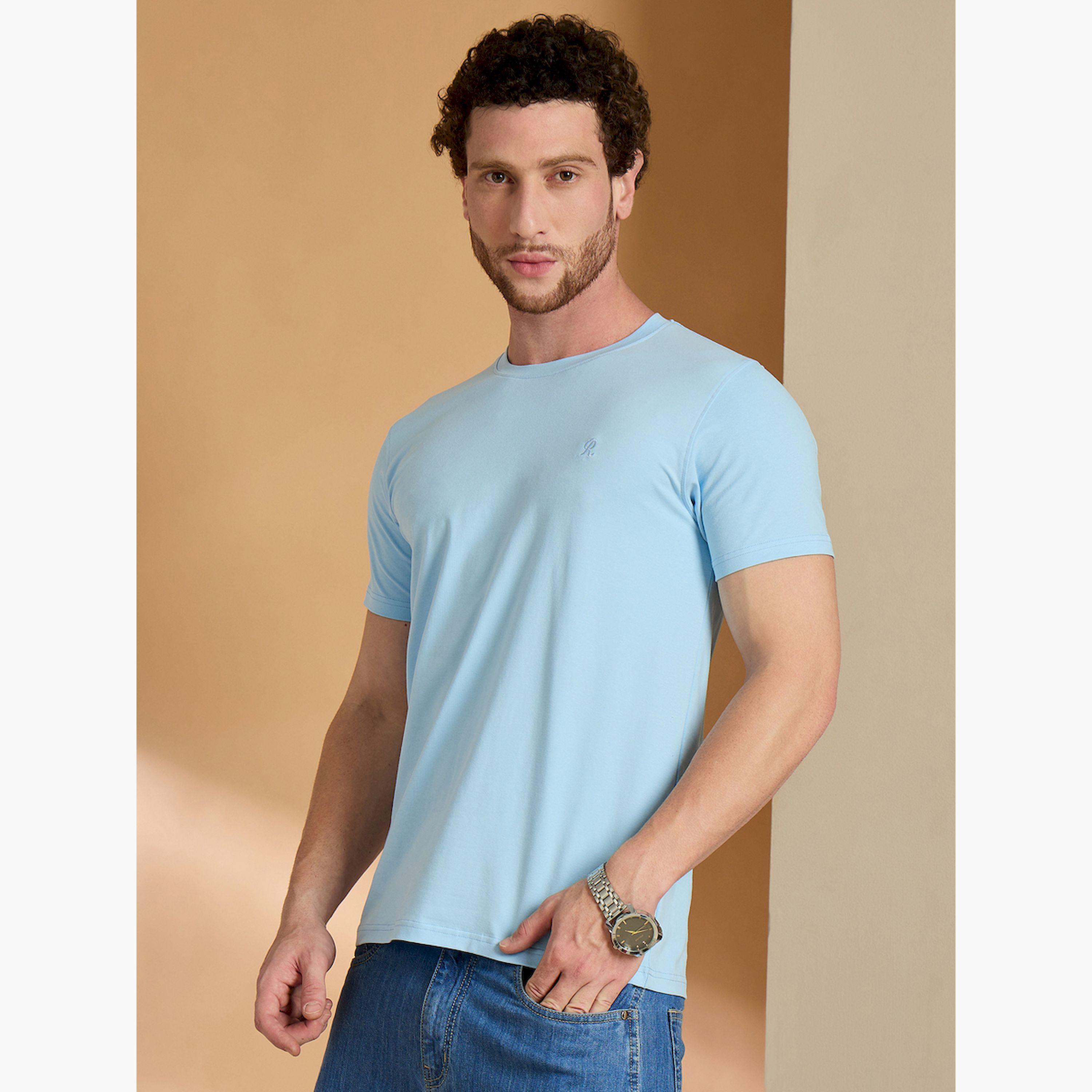 REPRISE X Styli Sky Blue Solid Slim Fit T-Shirt-men-clothing-tshirtsandpolos-tshirts-image-3