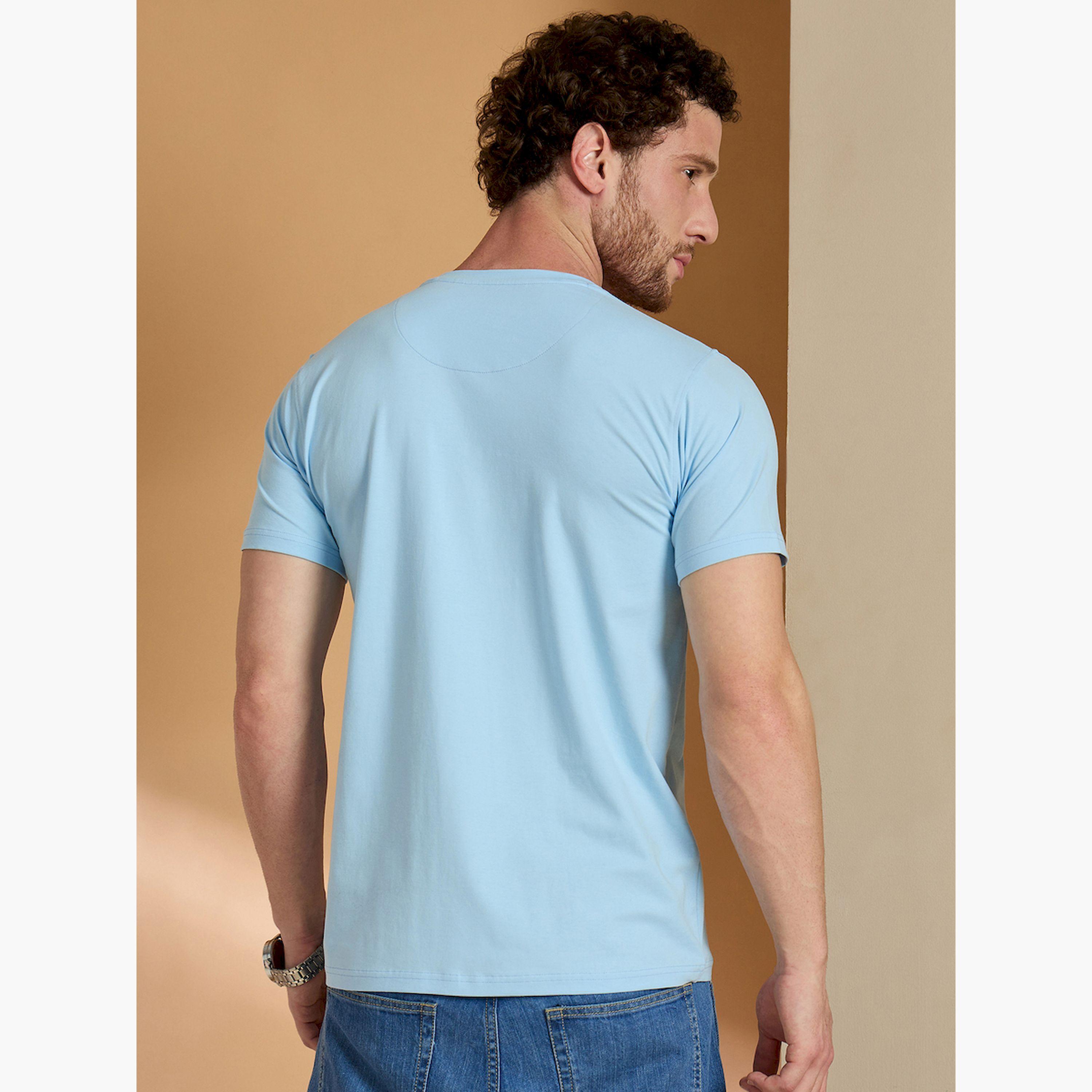 REPRISE X Styli Sky Blue Solid Slim Fit T-Shirt-men-clothing-tshirtsandpolos-tshirts-image-4