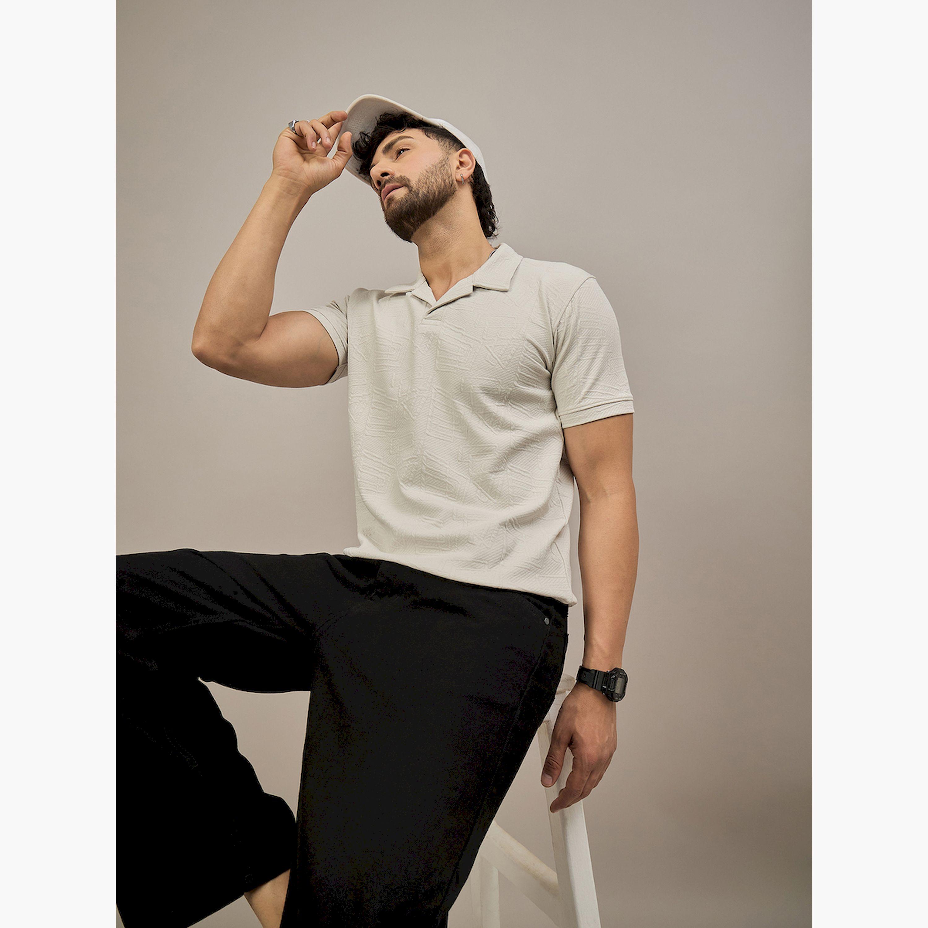 REPRISE X Styli Light Grey Short Sleeves Textured Polo-men-clothing-tshirtsandpolos-polos-image-5