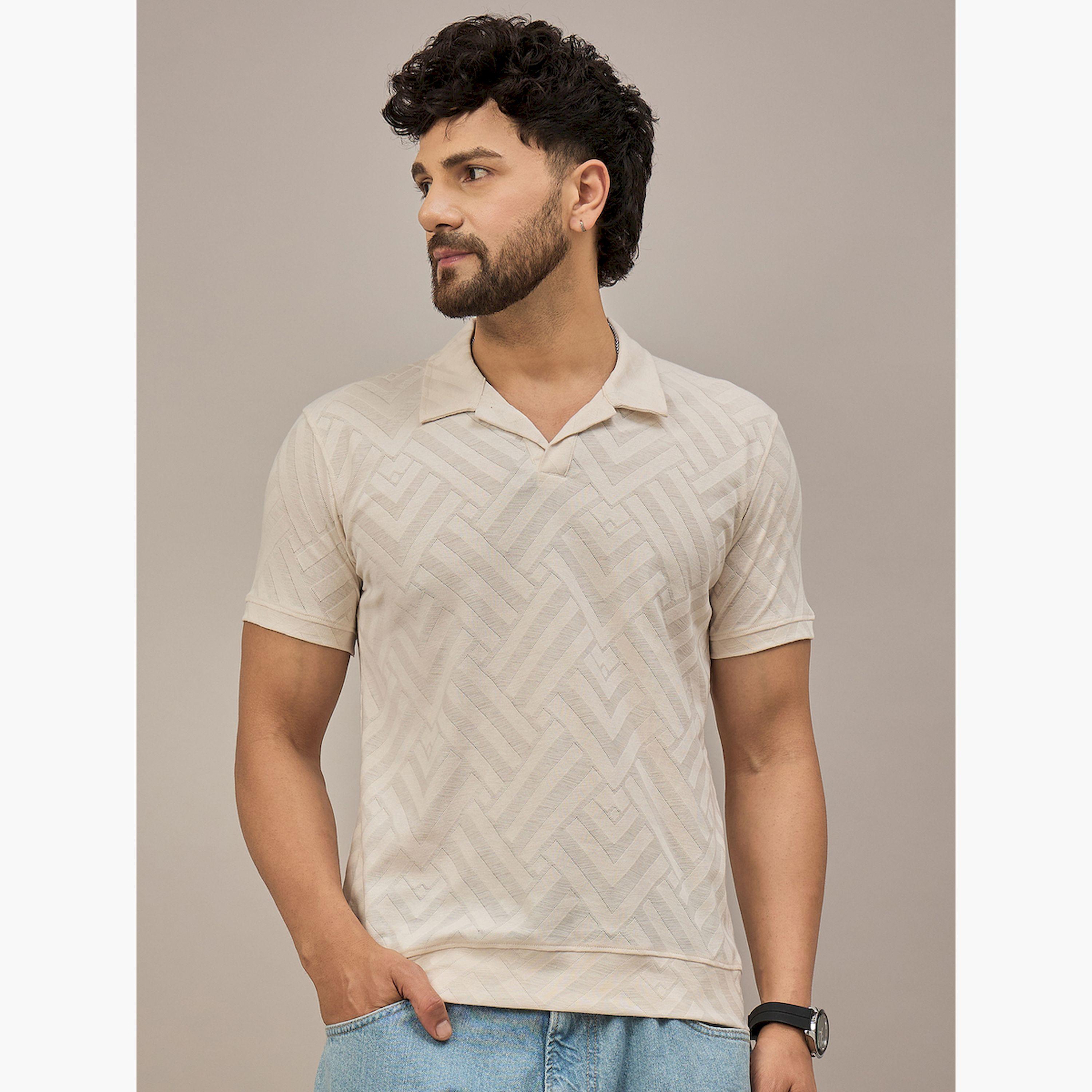 REPRISE X Styli Beige Short Sleeves Textured Polo-men-clothing-tshirtsandpolos-polos-image-1