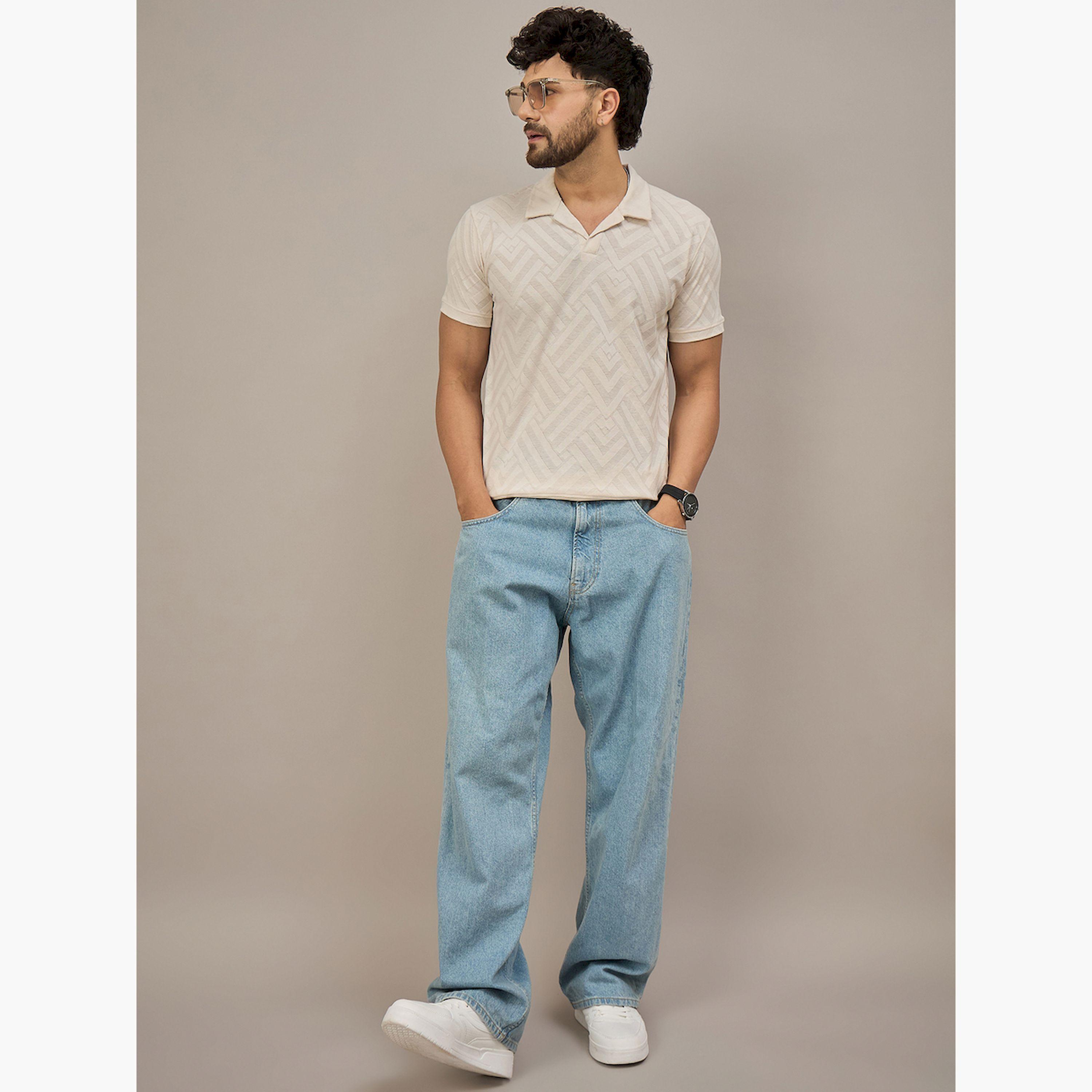 REPRISE X Styli Beige Short Sleeves Textured Polo-men-clothing-tshirtsandpolos-polos-image-2