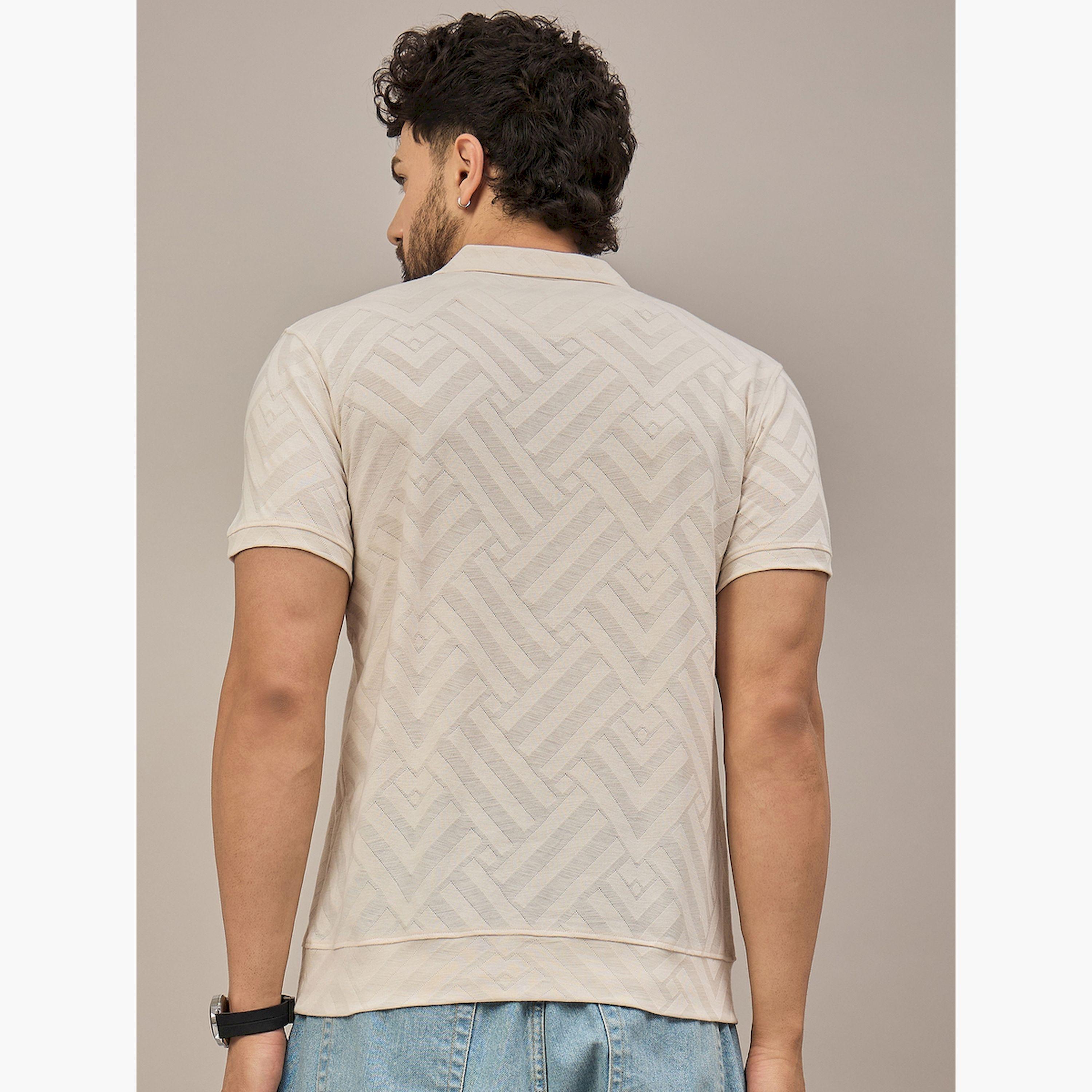 REPRISE X Styli Beige Short Sleeves Textured Polo-men-clothing-tshirtsandpolos-polos-image-6