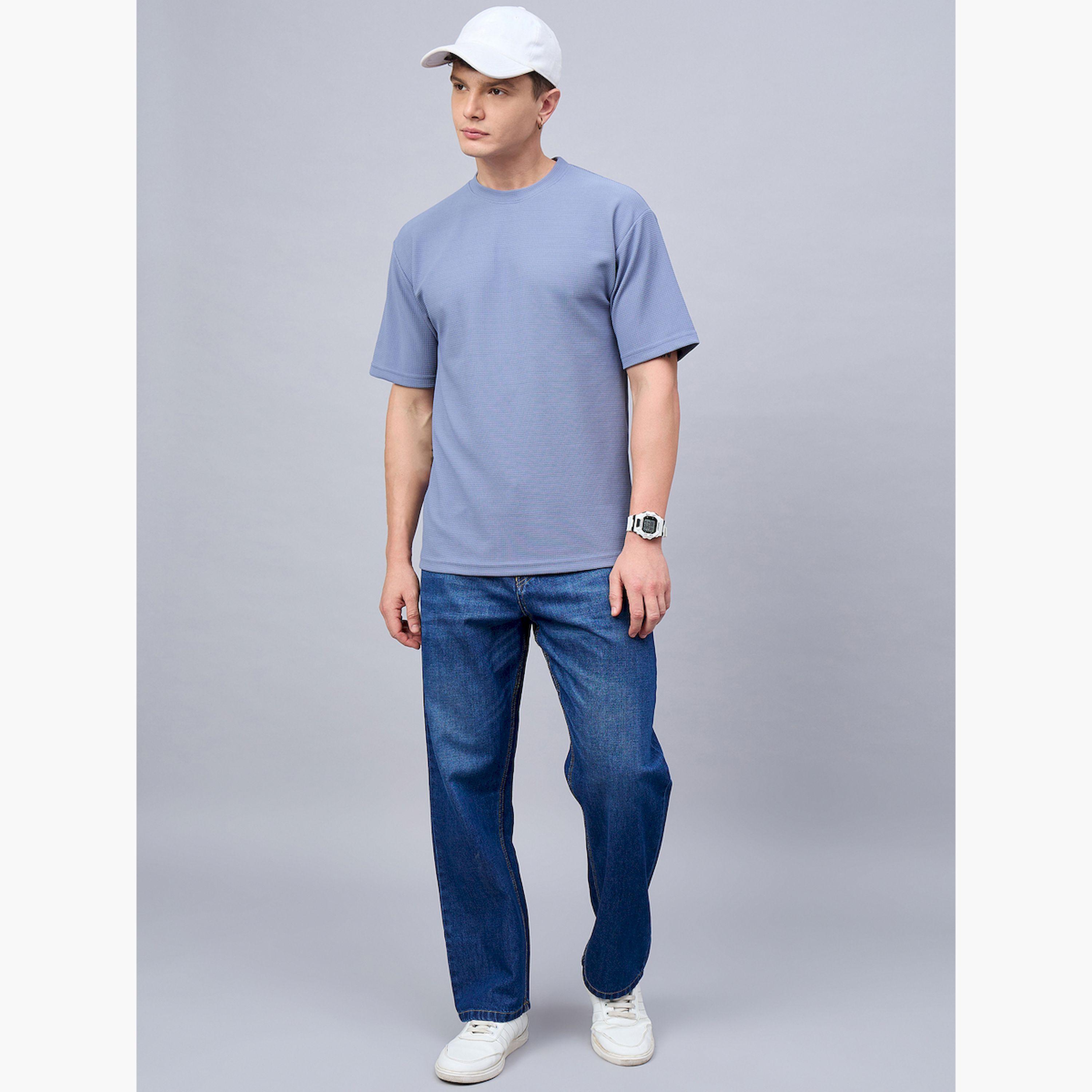 REPRISE X Styli Blue Textured Oversized T-Shirt-men-clothing-tshirtsandpolos-tshirts-image-2