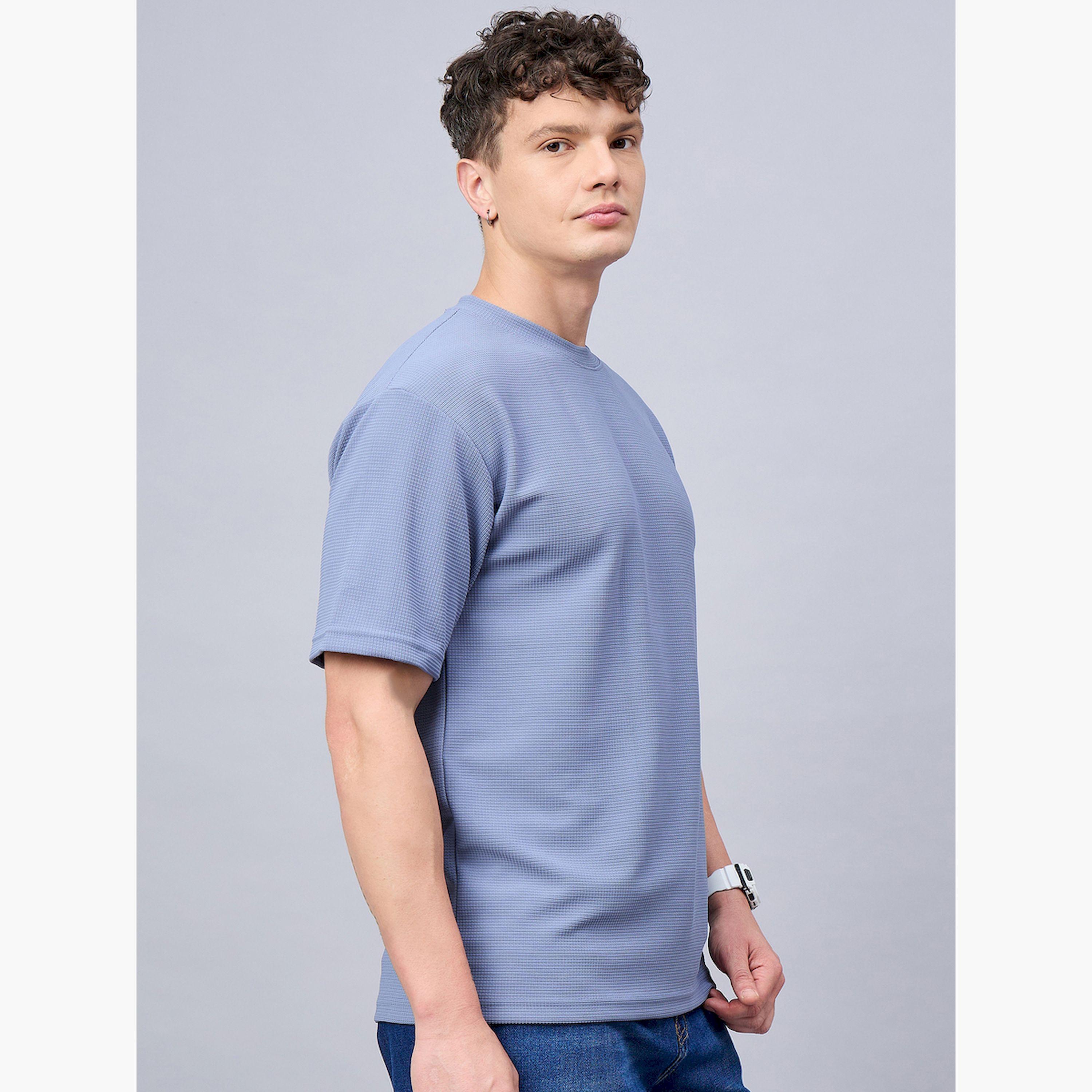 REPRISE X Styli Blue Textured Oversized T-Shirt-men-clothing-tshirtsandpolos-tshirts-image-6