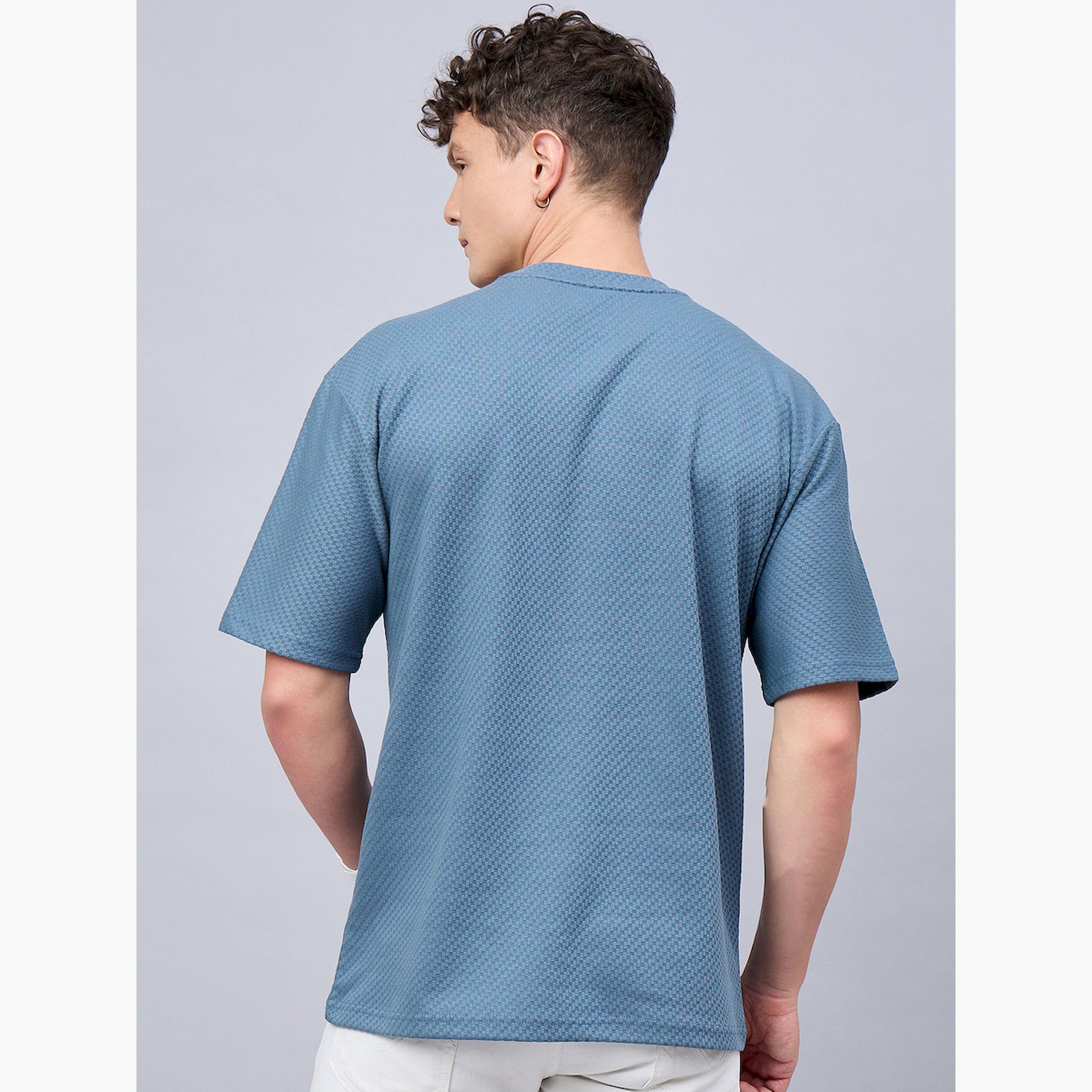 REPRISE X Styli Blue Textured Oversized T-Shirt-men-clothing-tshirtsandpolos-tshirts-image-6
