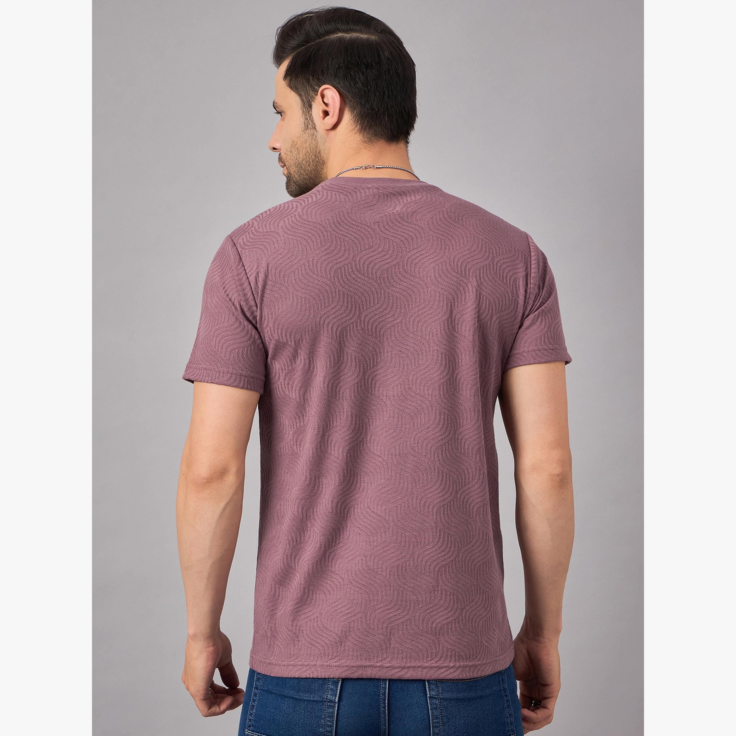 REPRISE X Styli Men Purple Textured Knit T-Shirt-men-clothing-tshirtsandpolos-tshirts-image-3