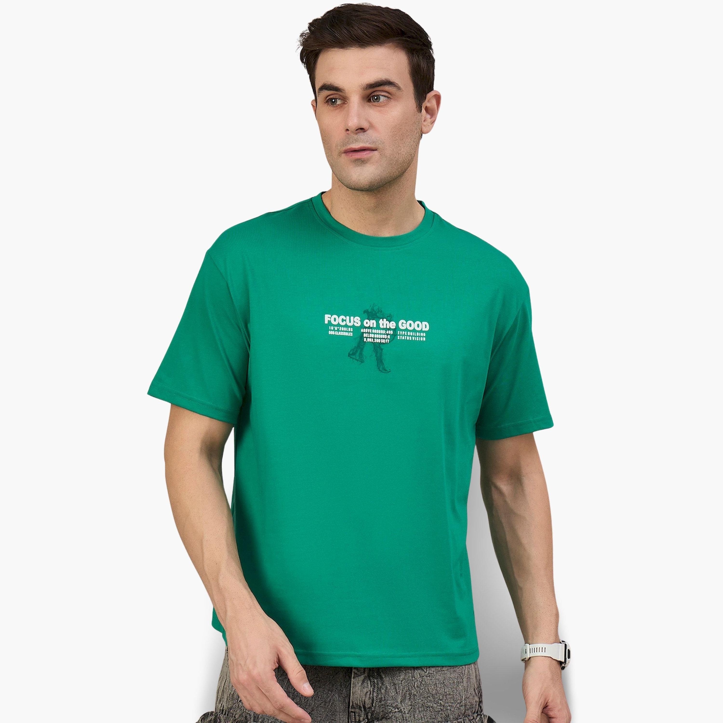 تيشيرت أخضر مطبوع وقصة بوكسي-men-clothing-tshirtsandpolos-tshirts-image-1