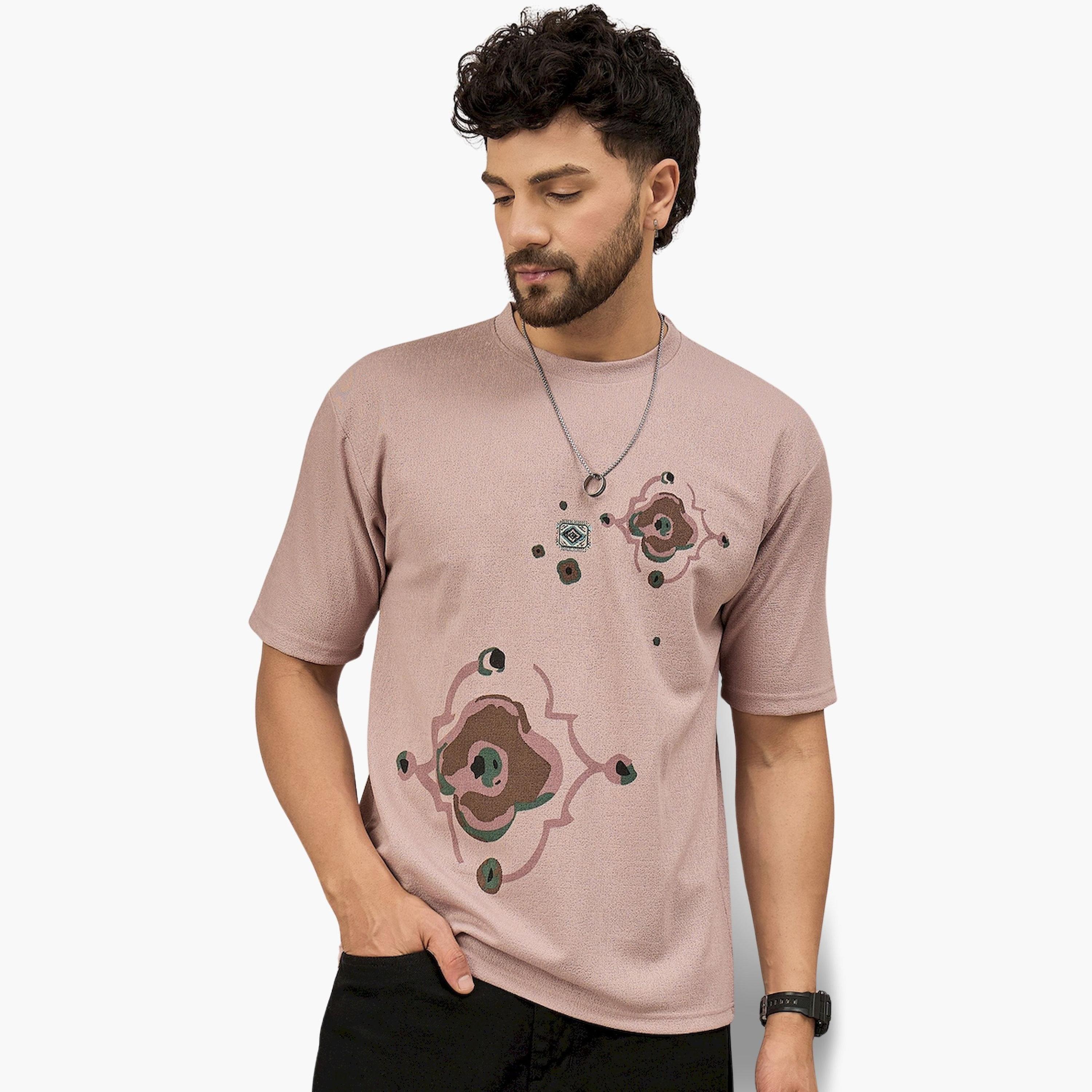 تيشيرت وردي مطبوع وبارز الملمس-men-clothing-tshirtsandpolos-tshirts-image-1