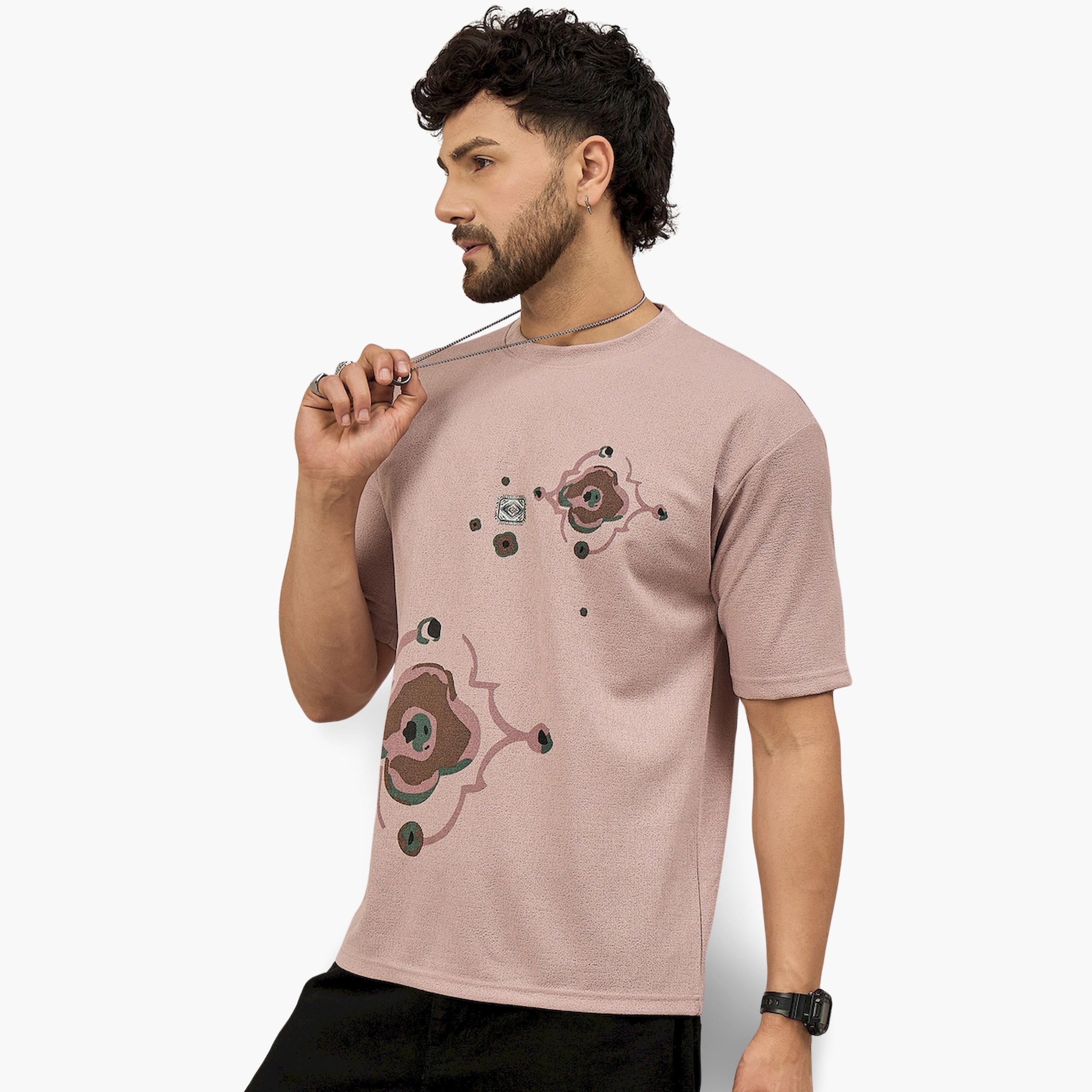 REPRISE X Styli Pink Printed Textured T-Shirt-men-clothing-tshirtsandpolos-tshirts-image-3