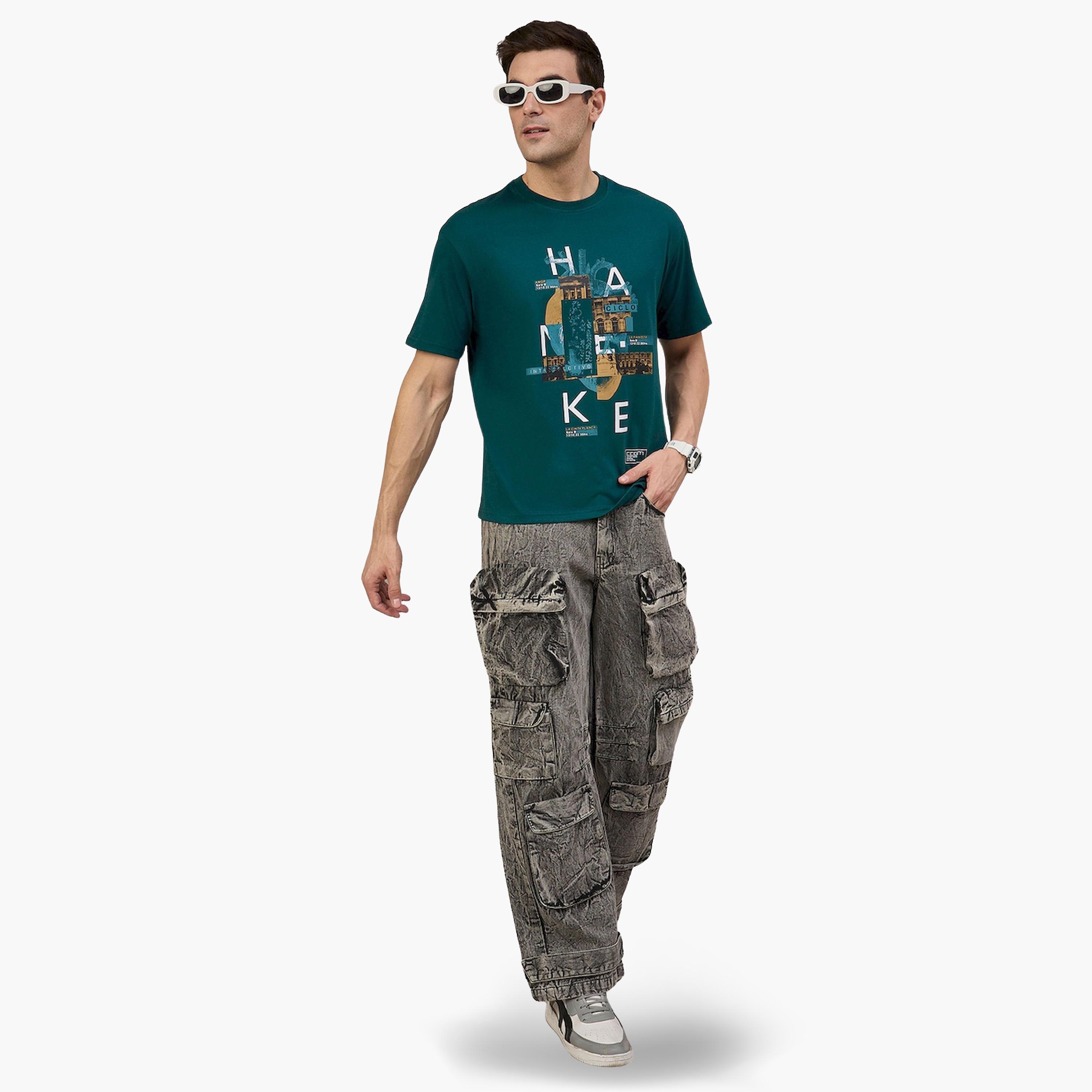 REPRISE X Styli Green Printed Boxy T-Shirt-men-clothing-tshirtsandpolos-tshirts-image-2