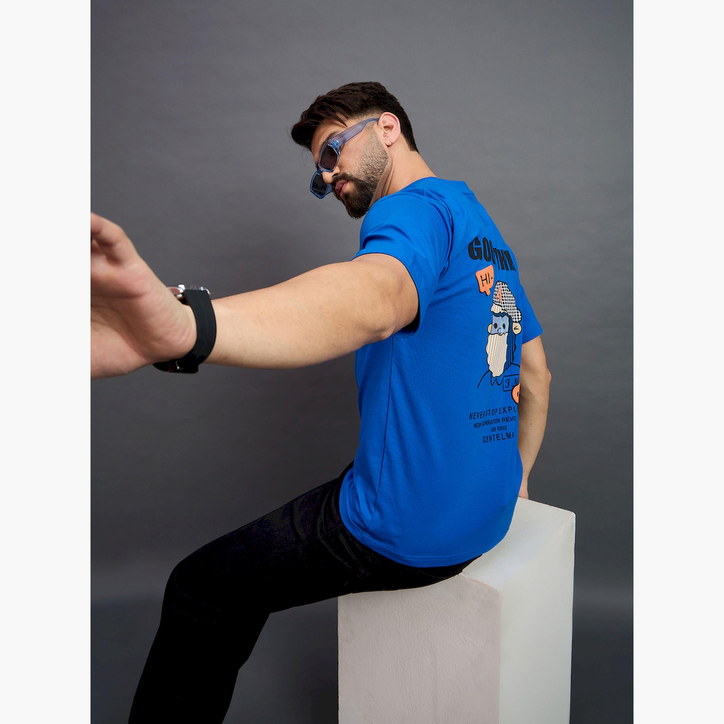 REPRISE X Styli Royal Blue Round Neck Printed T-Shirt-men-clothing-tshirtsandpolos-tshirts-image-6