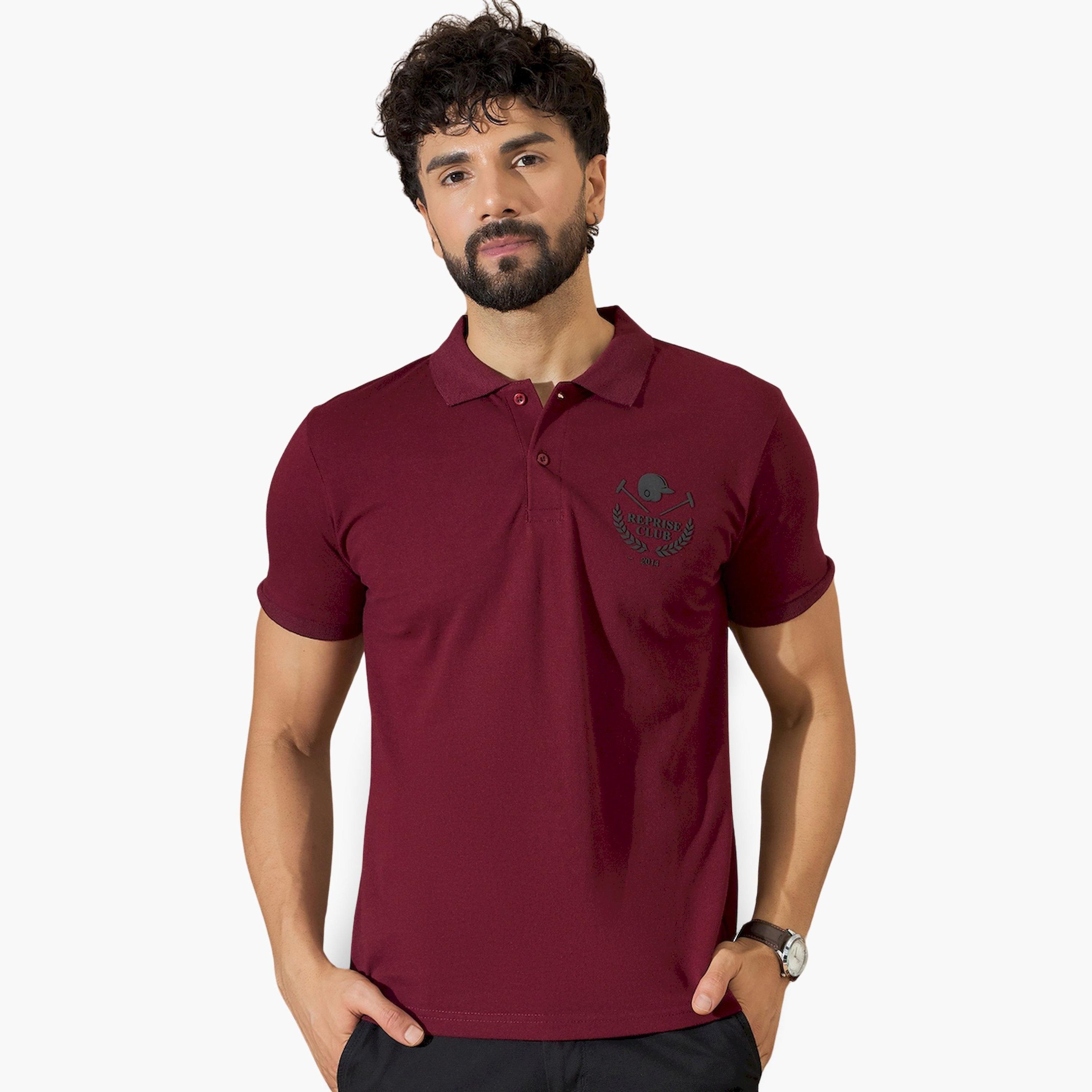 REPRISE X Styli Maroon Back Graphic Print Polo-men-clothing-tshirtsandpolos-polos-image-1