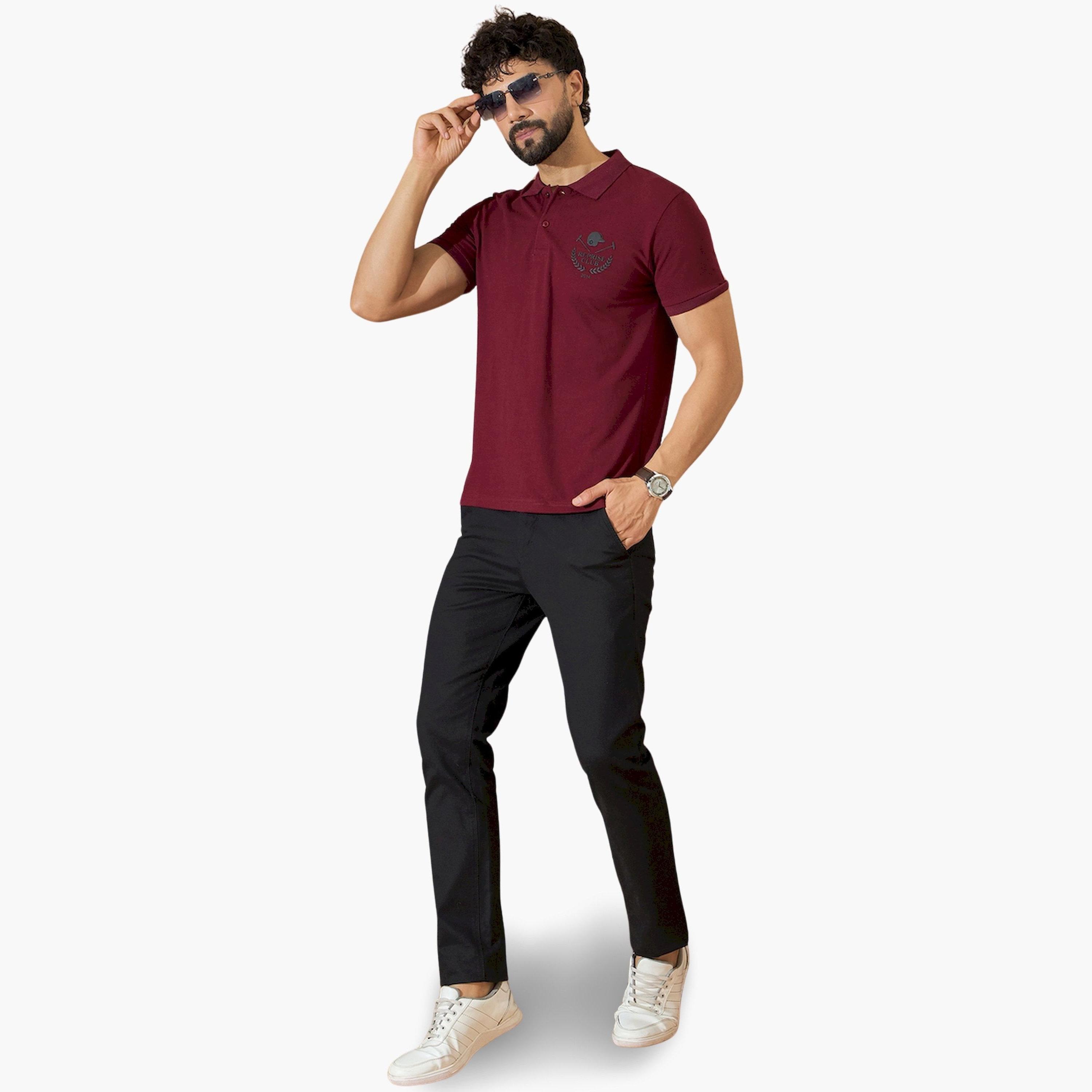 قميص بولو مارون بطبعة جرافيك على الظهر-men-clothing-tshirtsandpolos-polos-image-2