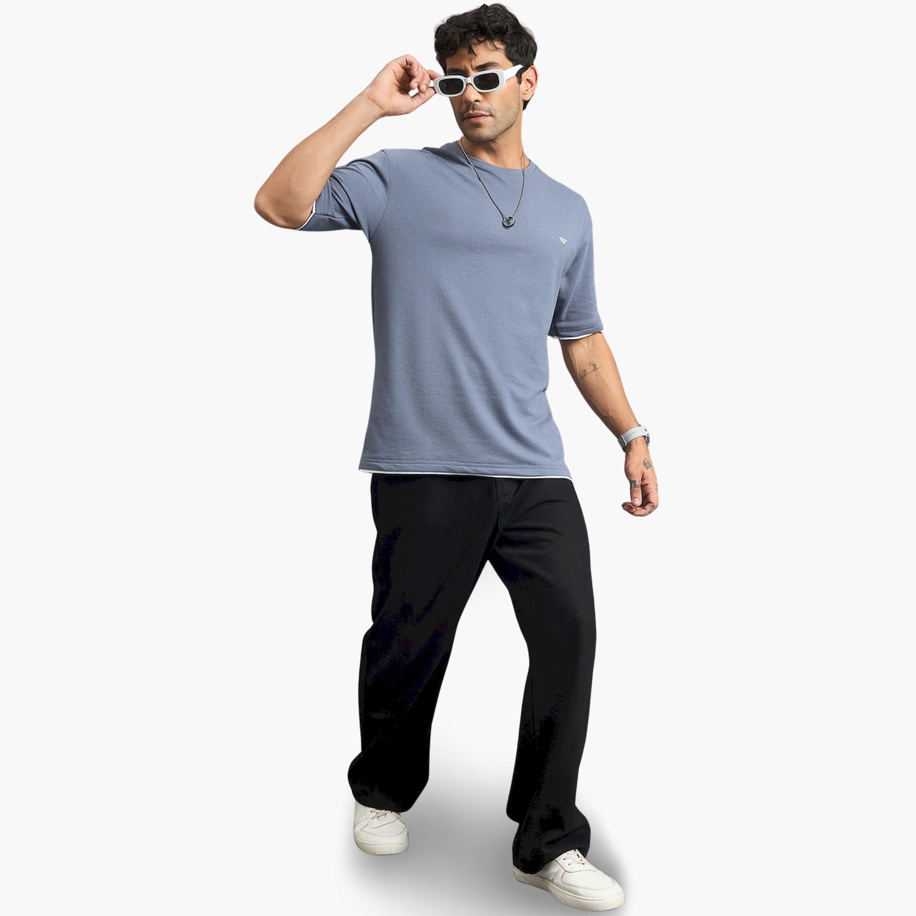 تيشيرت أزرق باهت من مزيج القطن وقصة فضفاضة-men-clothing-tshirtsandpolos-tshirts-image-2