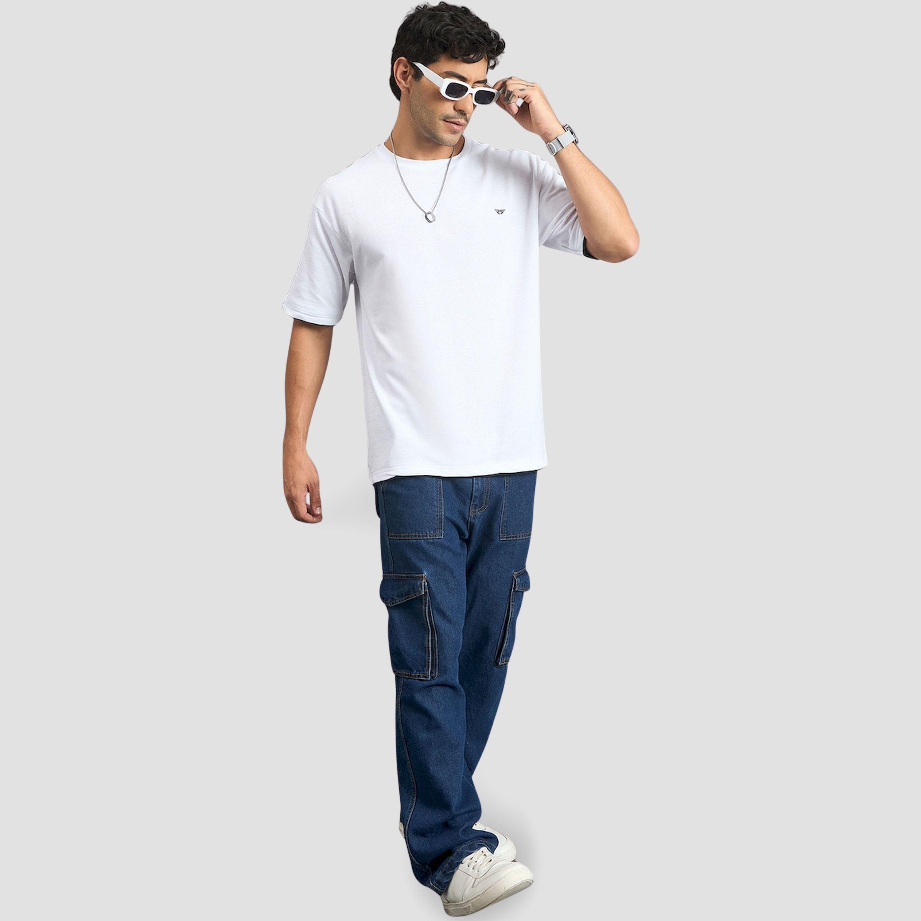 تيشيرت أبيض من مزيج القطن وقصة فضفاضة-men-clothing-tshirtsandpolos-tshirts-image-2
