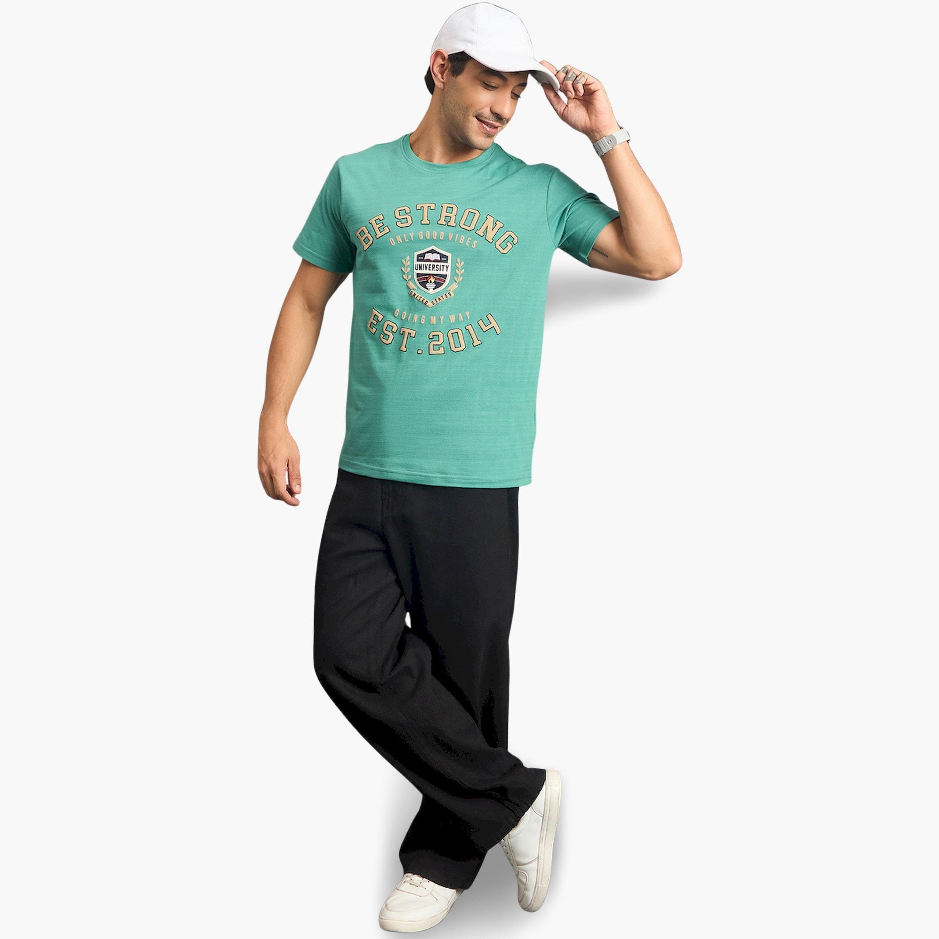 تيشيرت أخضر بياقة دائرية ومطبوع-men-clothing-tshirtsandpolos-tshirts-image-2