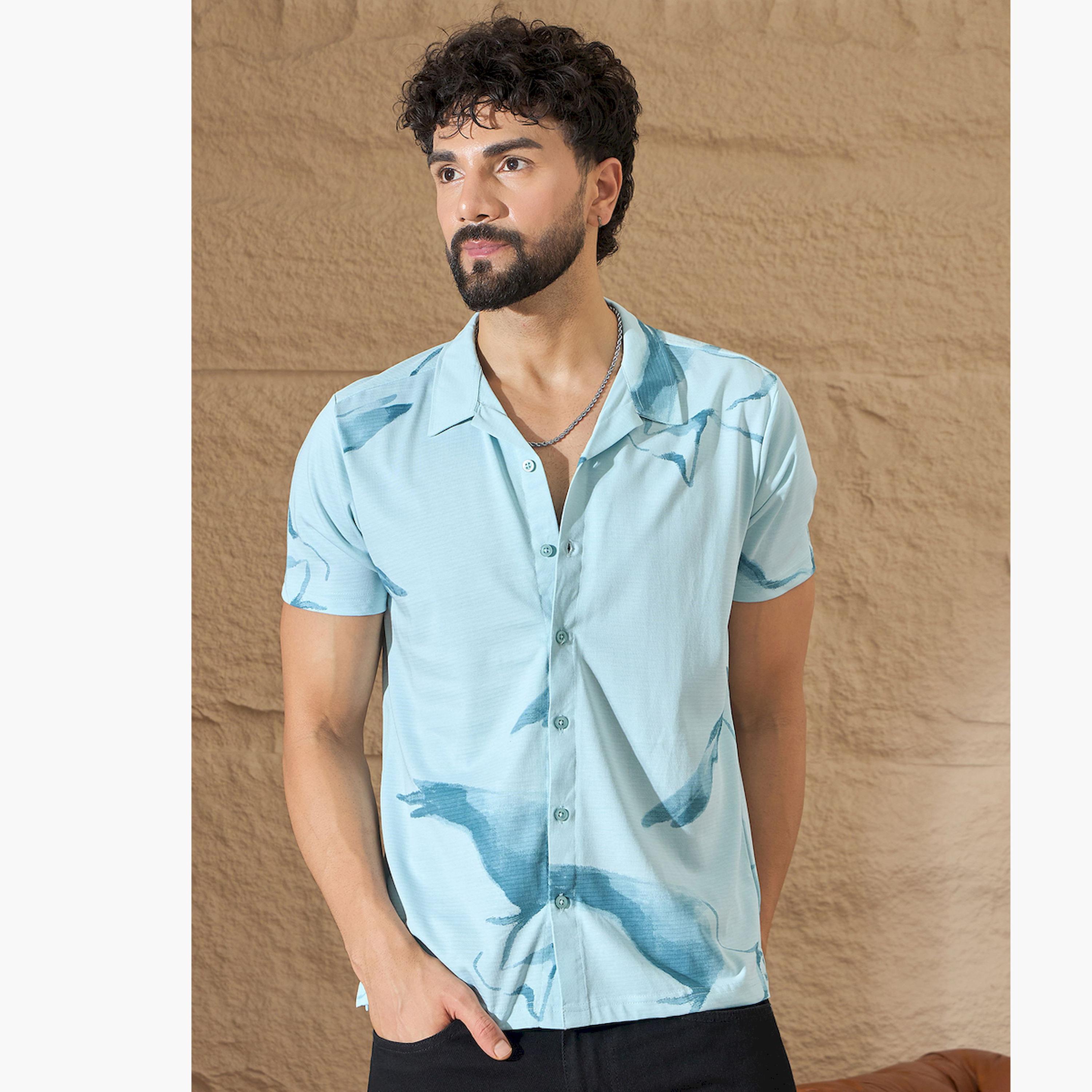 REPRISE X Styli Blue Printed Casual Shirt-men-clothing-shirts-image-1