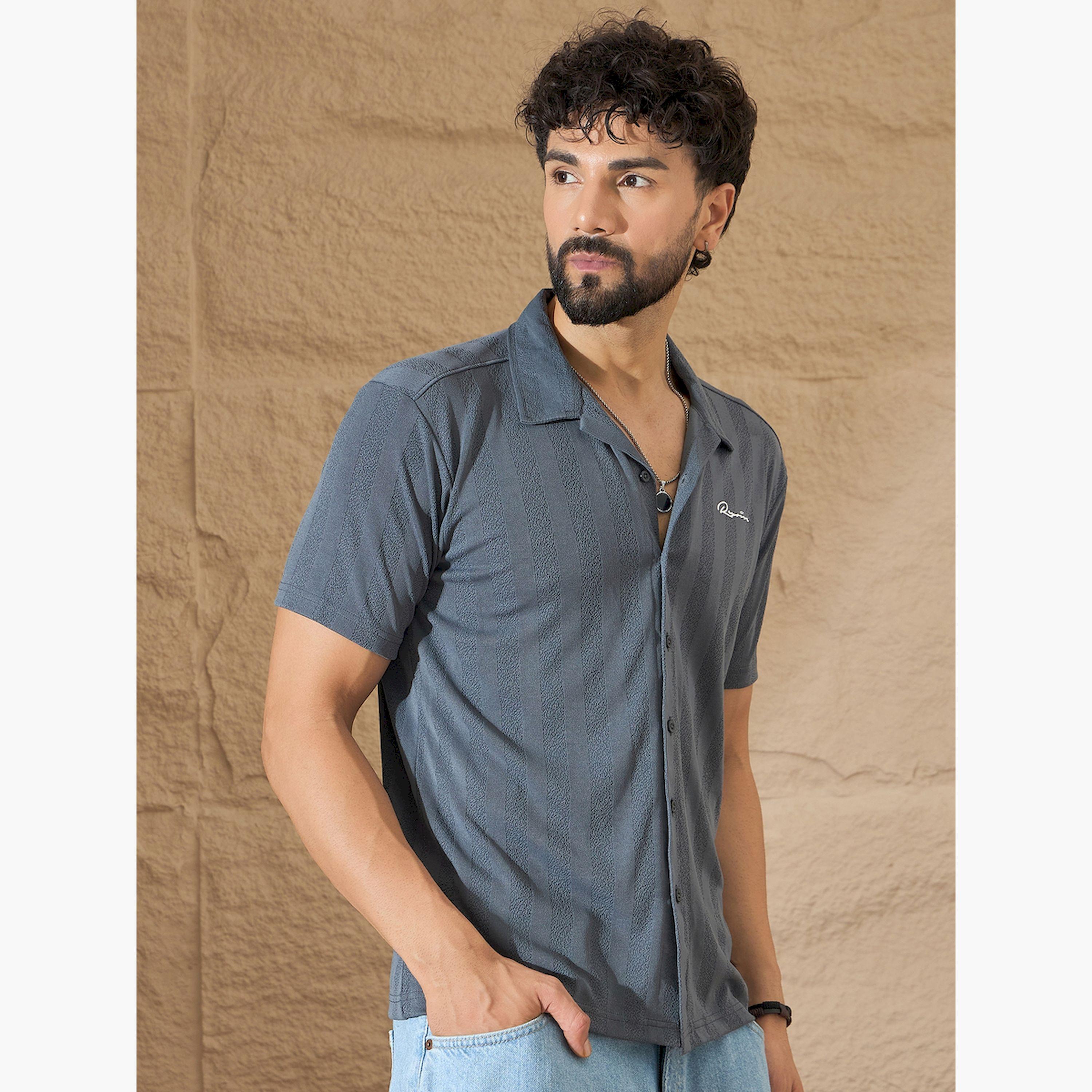 REPRISE X Styli Grey Textured Buttoned Shirt-men-clothing-shirts-image-5
