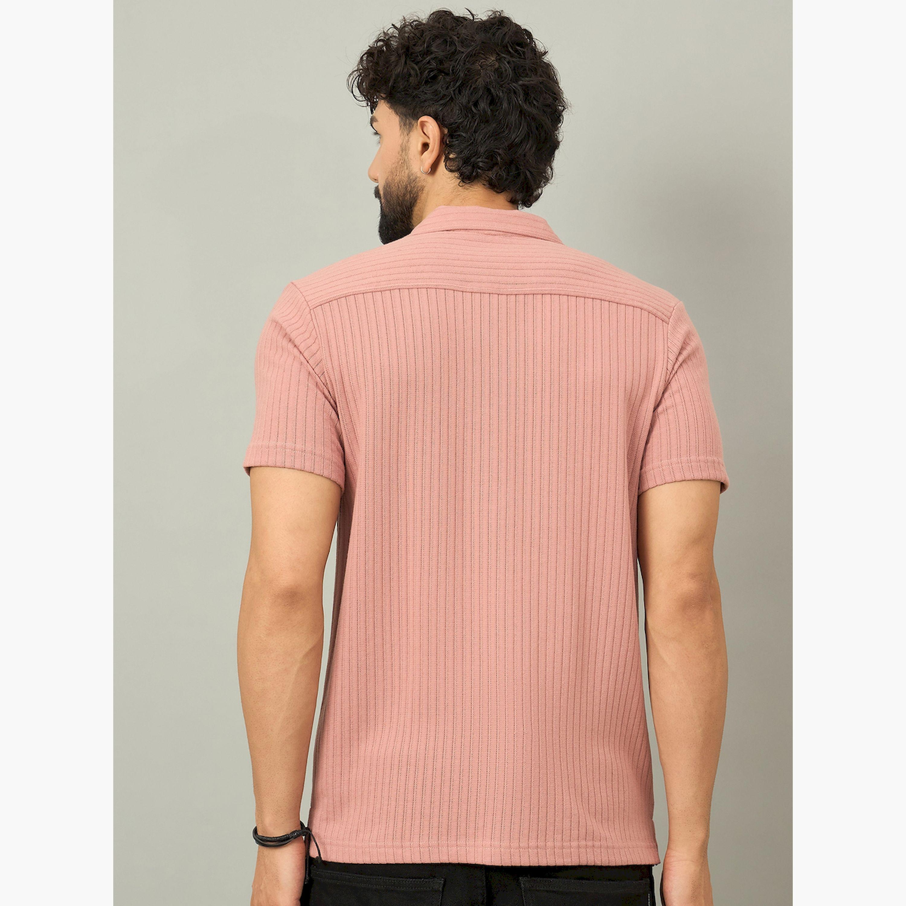 REPRISE X Styli Peach Textured Buttoned Shirt-men-clothing-shirts-image-3