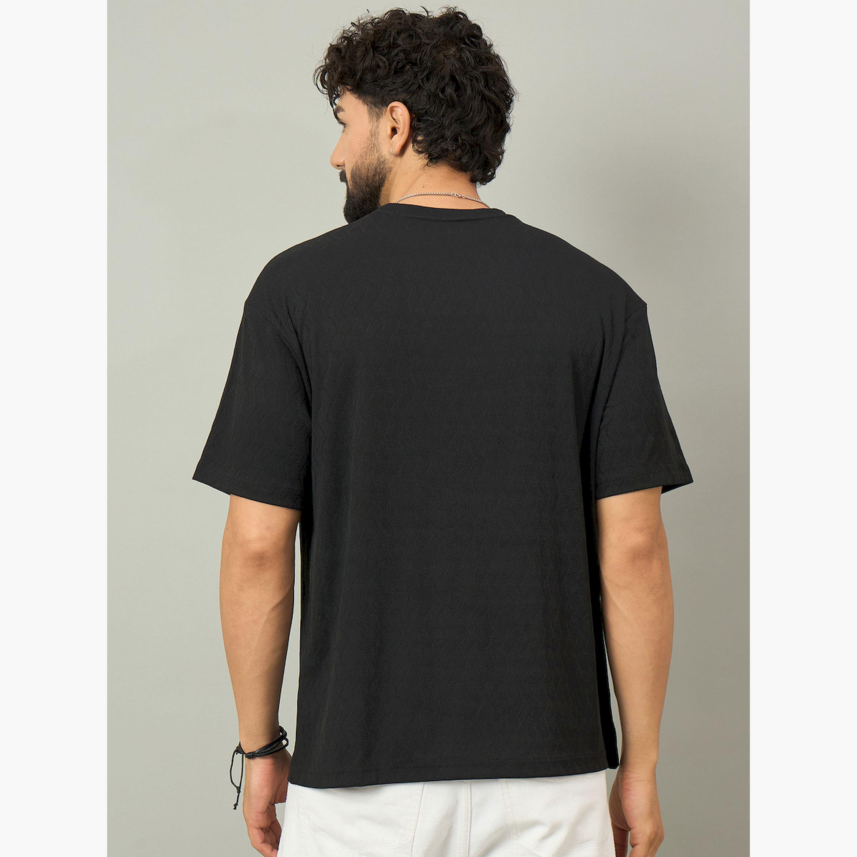 قميص أسود بارز الملمس بأزرار-men-clothing-shirts-image-5