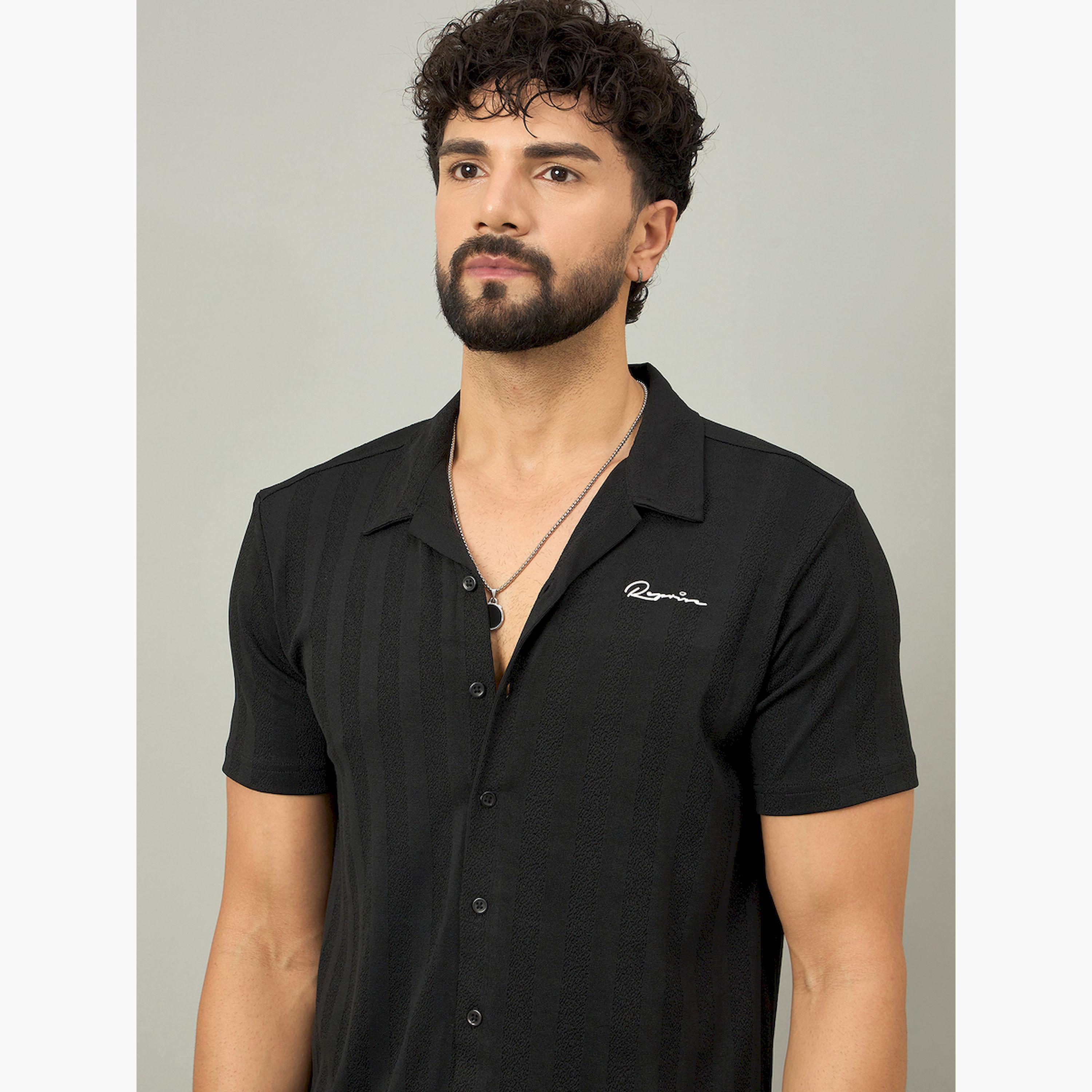 REPRISE X Styli Black Textured Buttoned Shirt-men-clothing-shirts-image-6