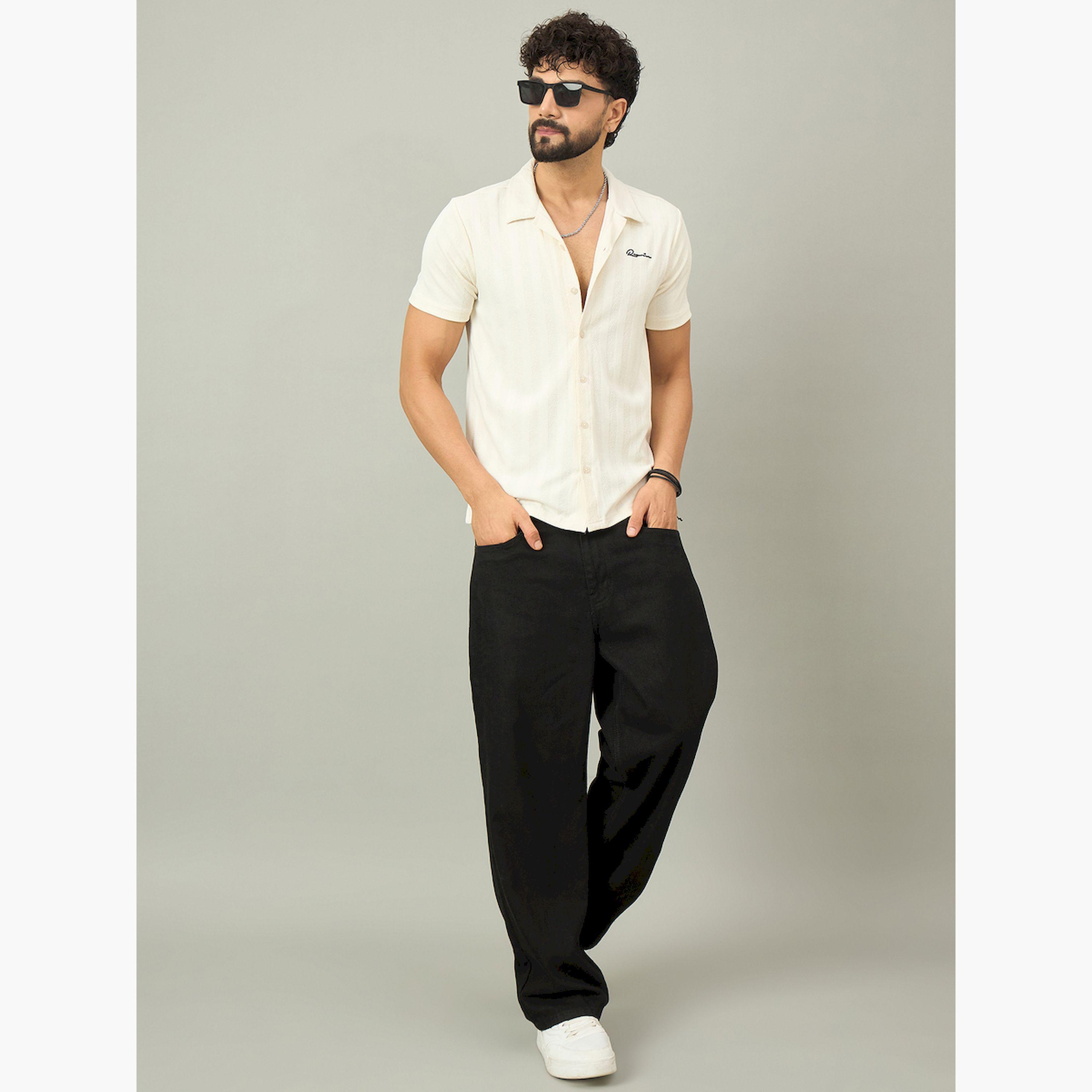 REPRISE X Styli Off White Textured Buttoned Shirt-men-clothing-shirts-image-2