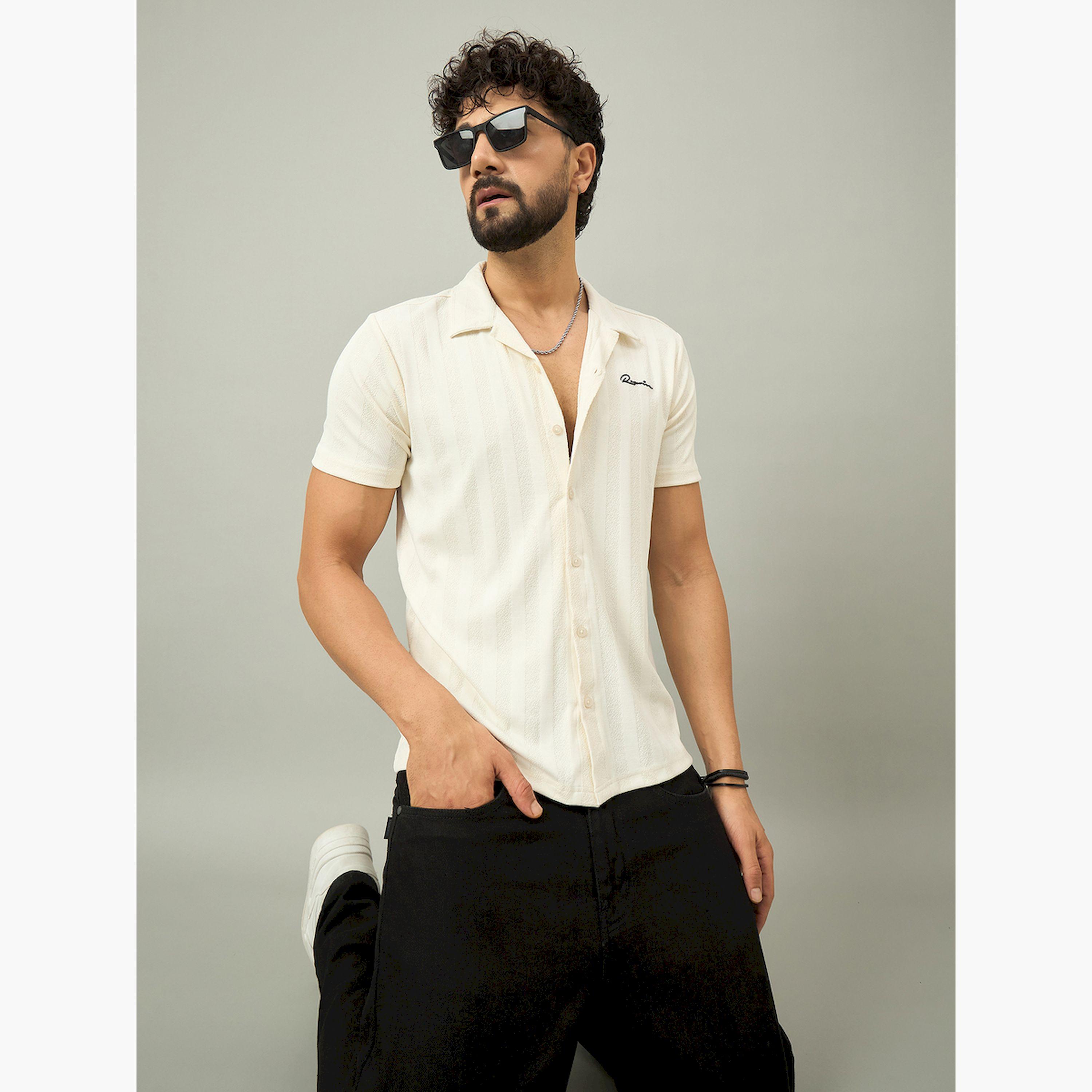 REPRISE X Styli Off White Textured Buttoned Shirt-men-clothing-shirts-image-6