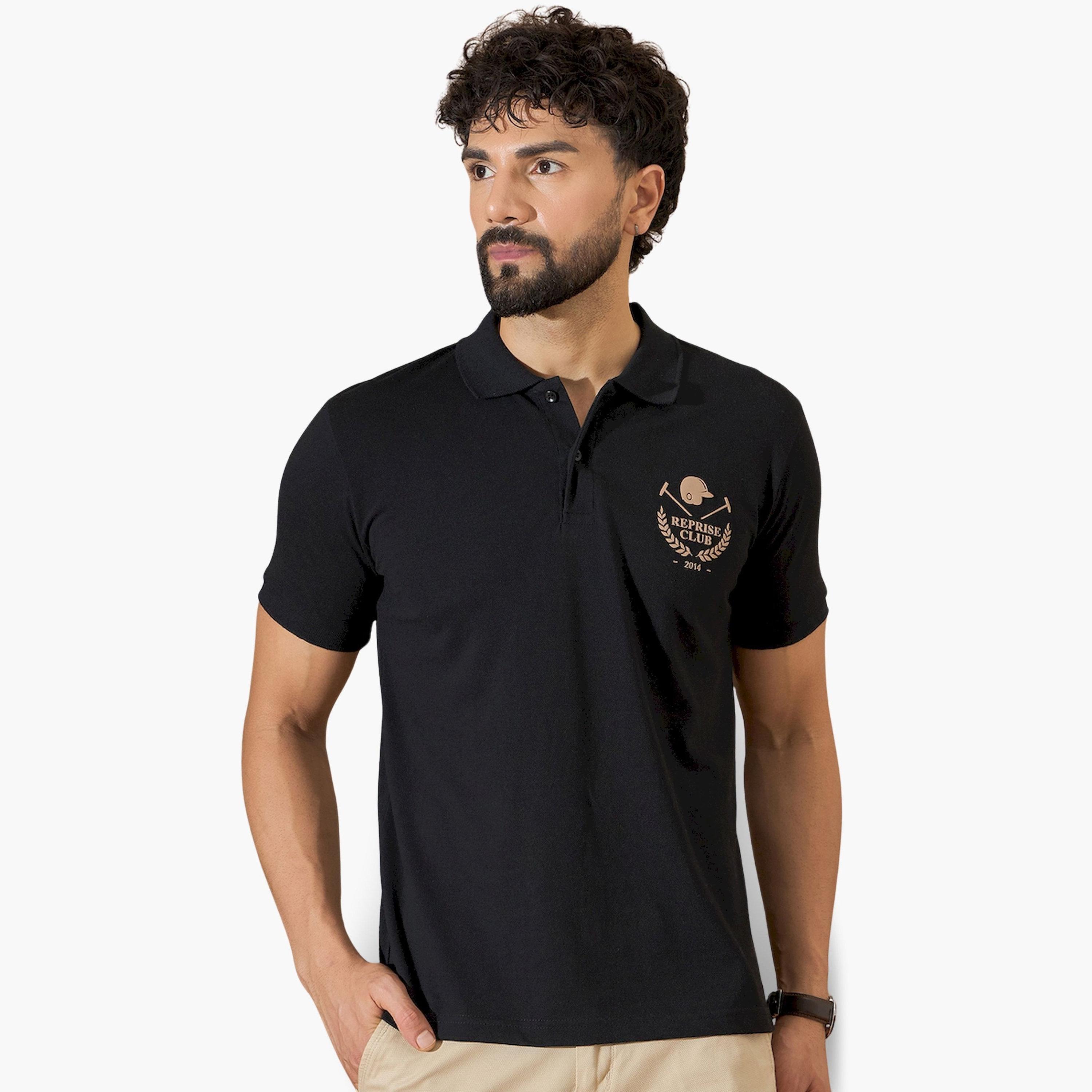 REPRISE X Styli Black Graphic Print Regular Fit Polo-men-clothing-tshirtsandpolos-polos-image-1
