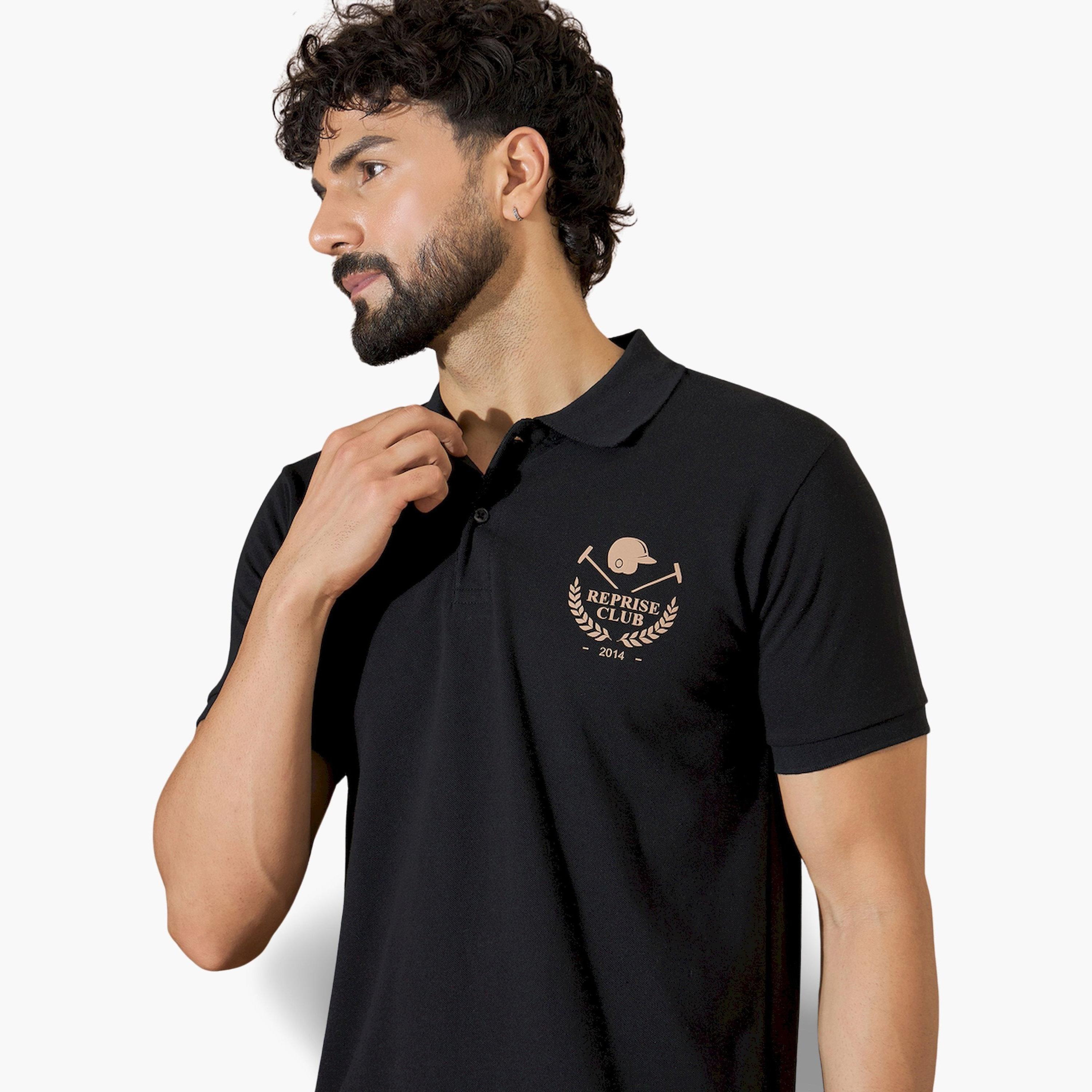 REPRISE X Styli Black Graphic Print Regular Fit Polo-men-clothing-tshirtsandpolos-polos-image-3