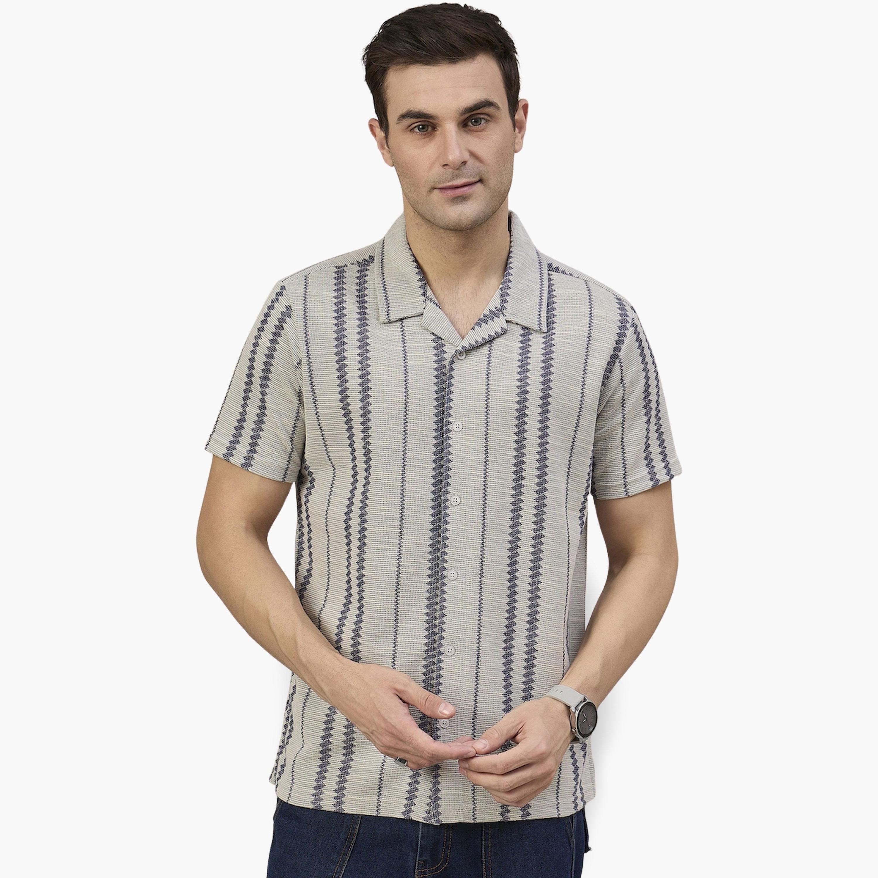 REPRISE X Styli Grey Patterned Textured Shirt-men-clothing-shirts-image-1