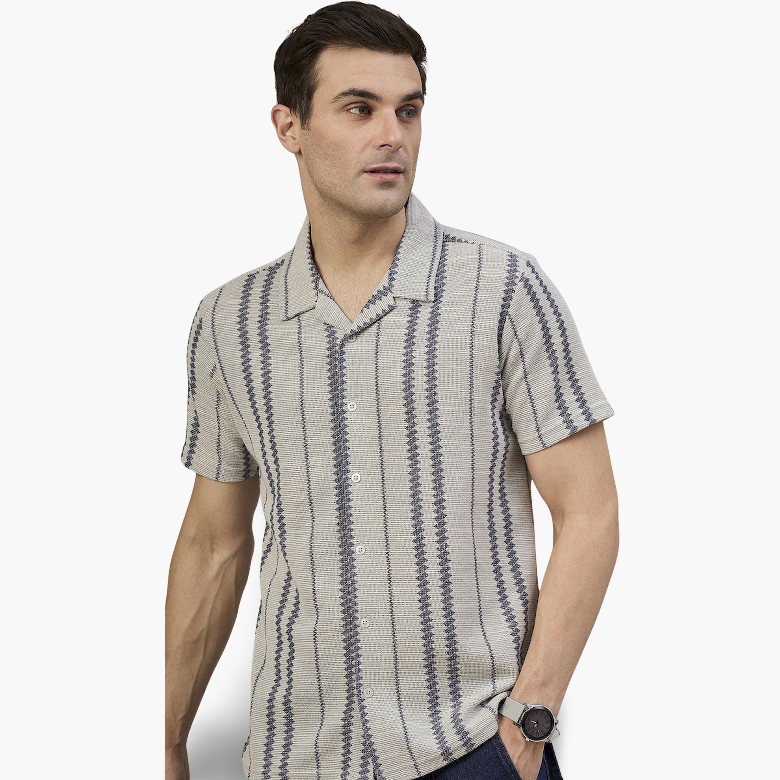 قميص رمادي بنقشة بارزة الملمس-men-clothing-shirts-image-5