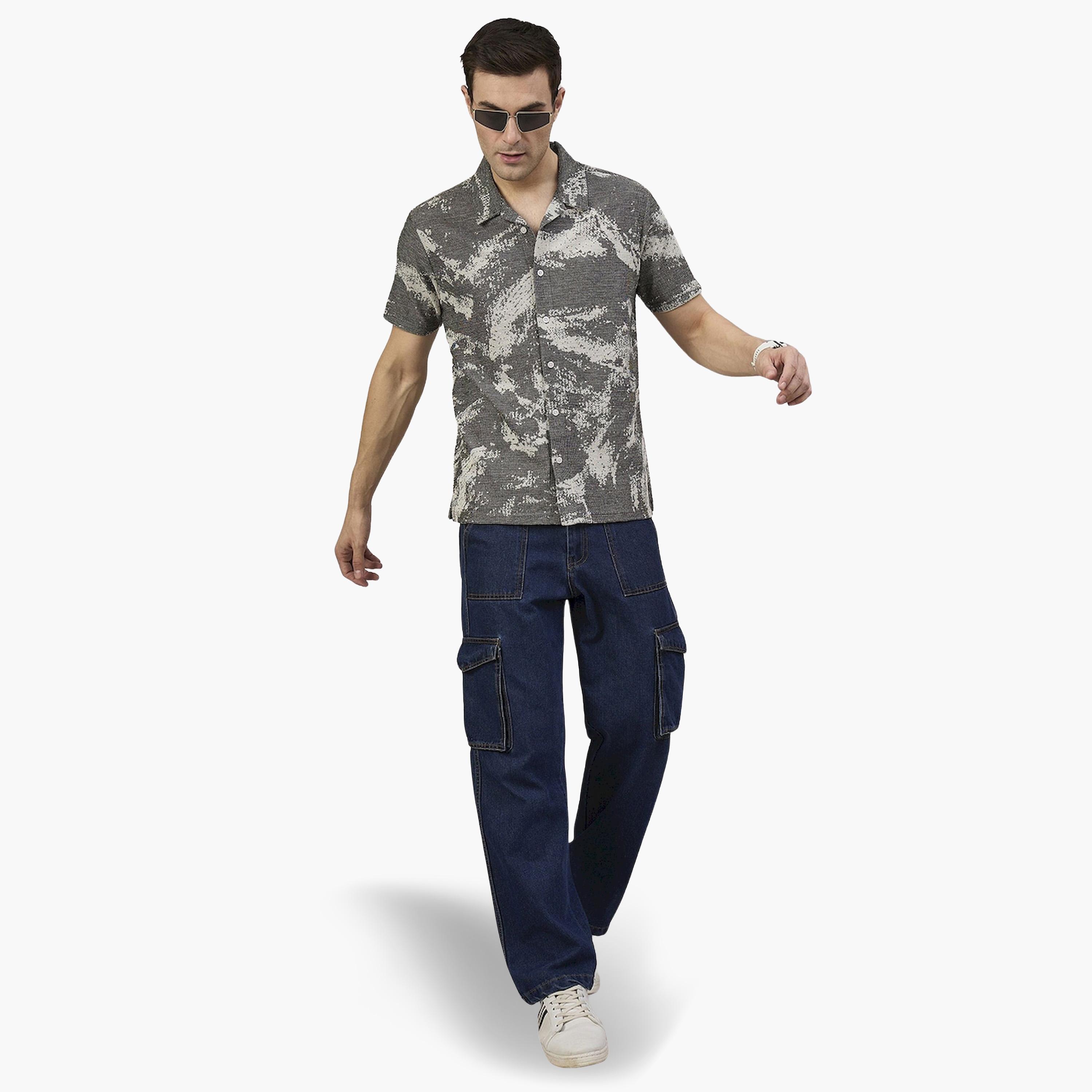 REPRISE X Styli Dark Grey Patterned Textured Shirt-men-clothing-shirts-image-2
