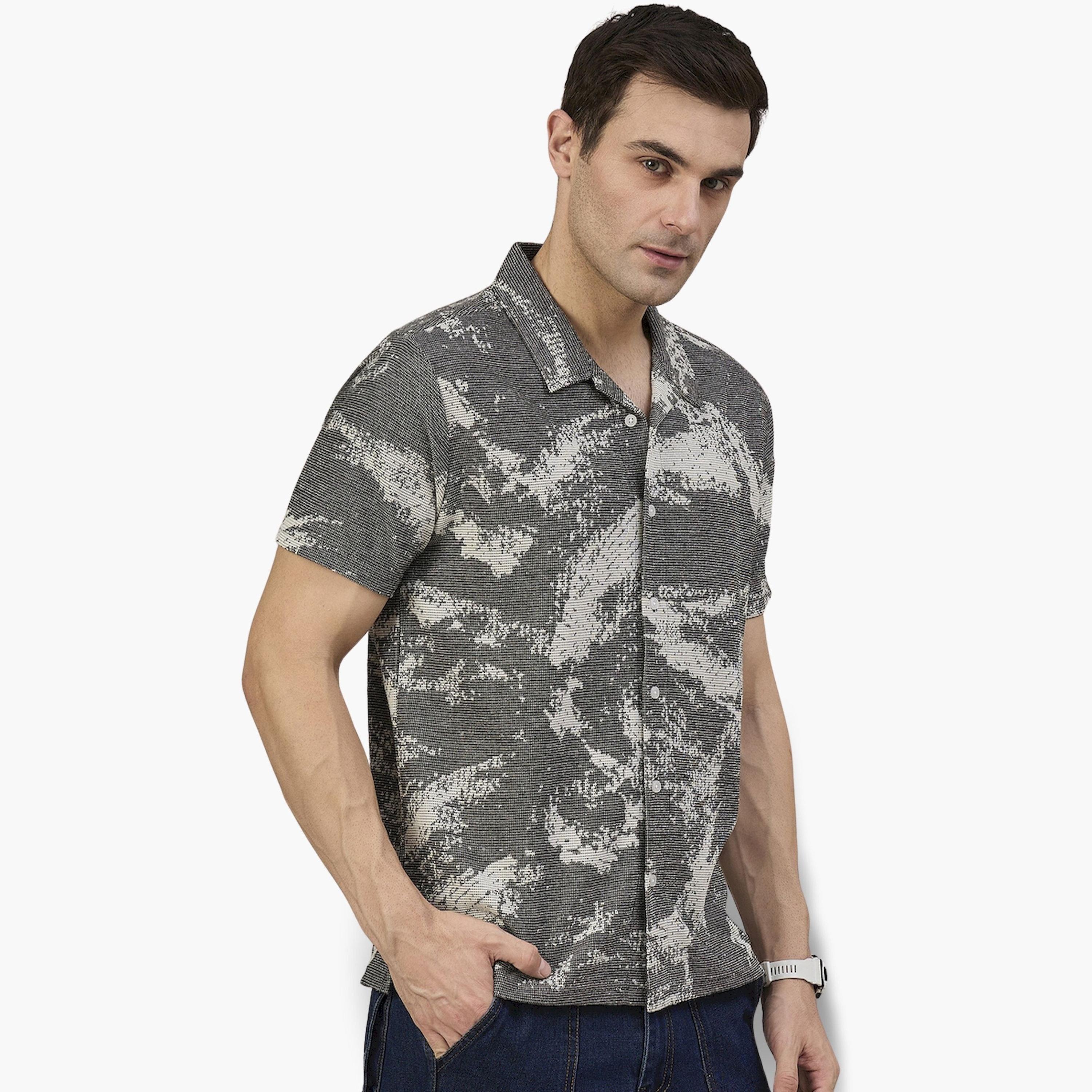 REPRISE X Styli Dark Grey Patterned Textured Shirt-men-clothing-shirts-image-4