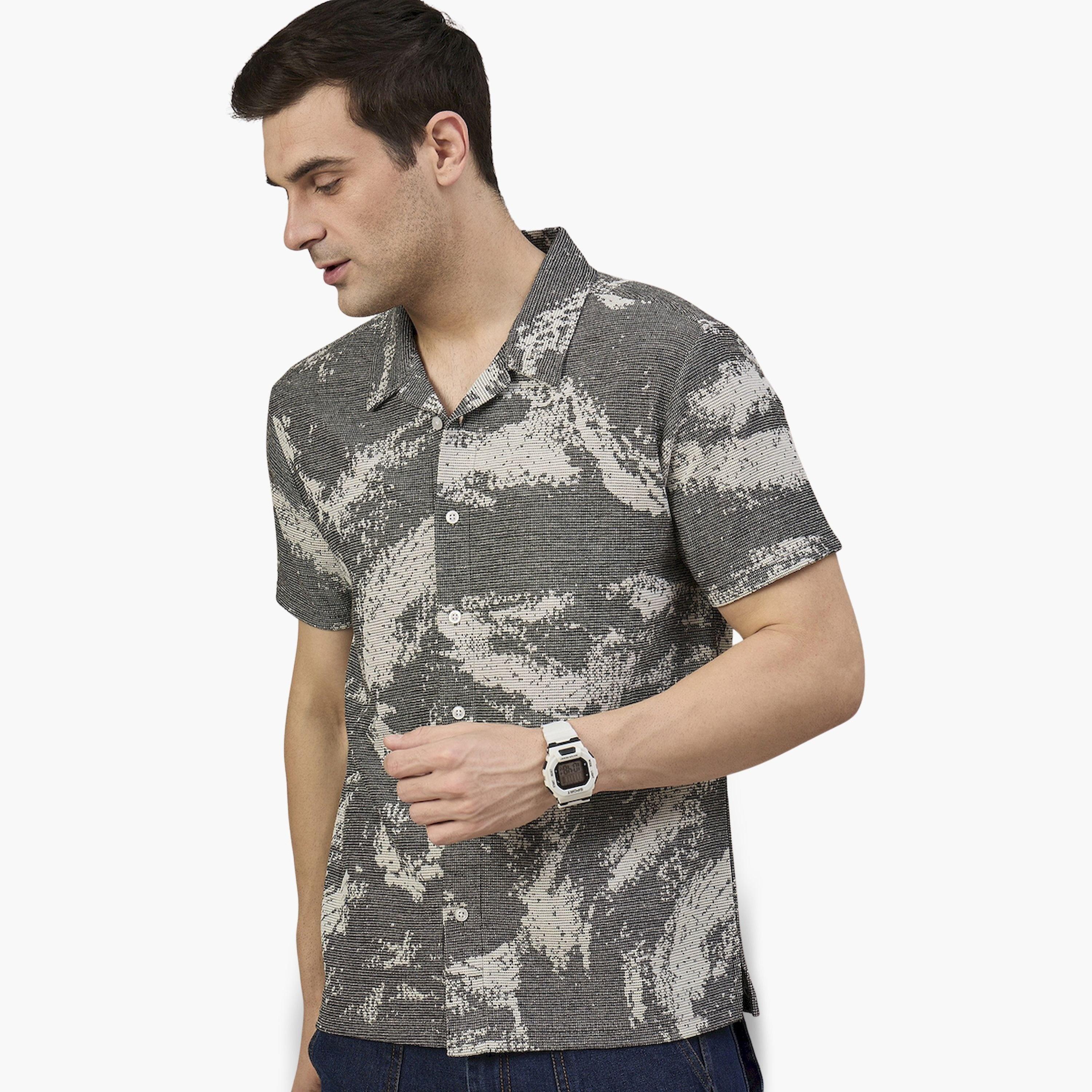 REPRISE X Styli Dark Grey Patterned Textured Shirt-men-clothing-shirts-image-5