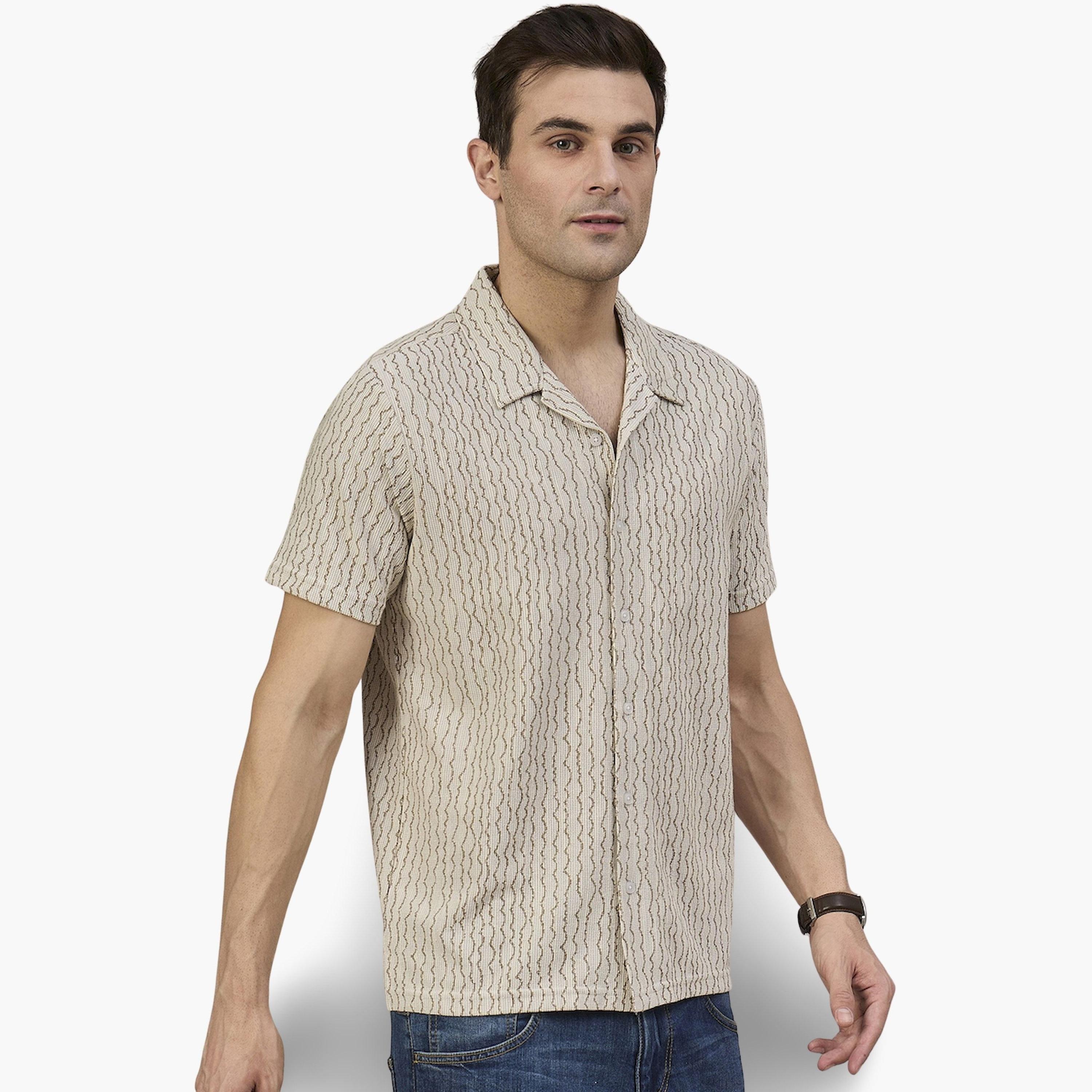 قميص بيج بنقشة بارزة الملمس-men-clothing-shirts-image-3