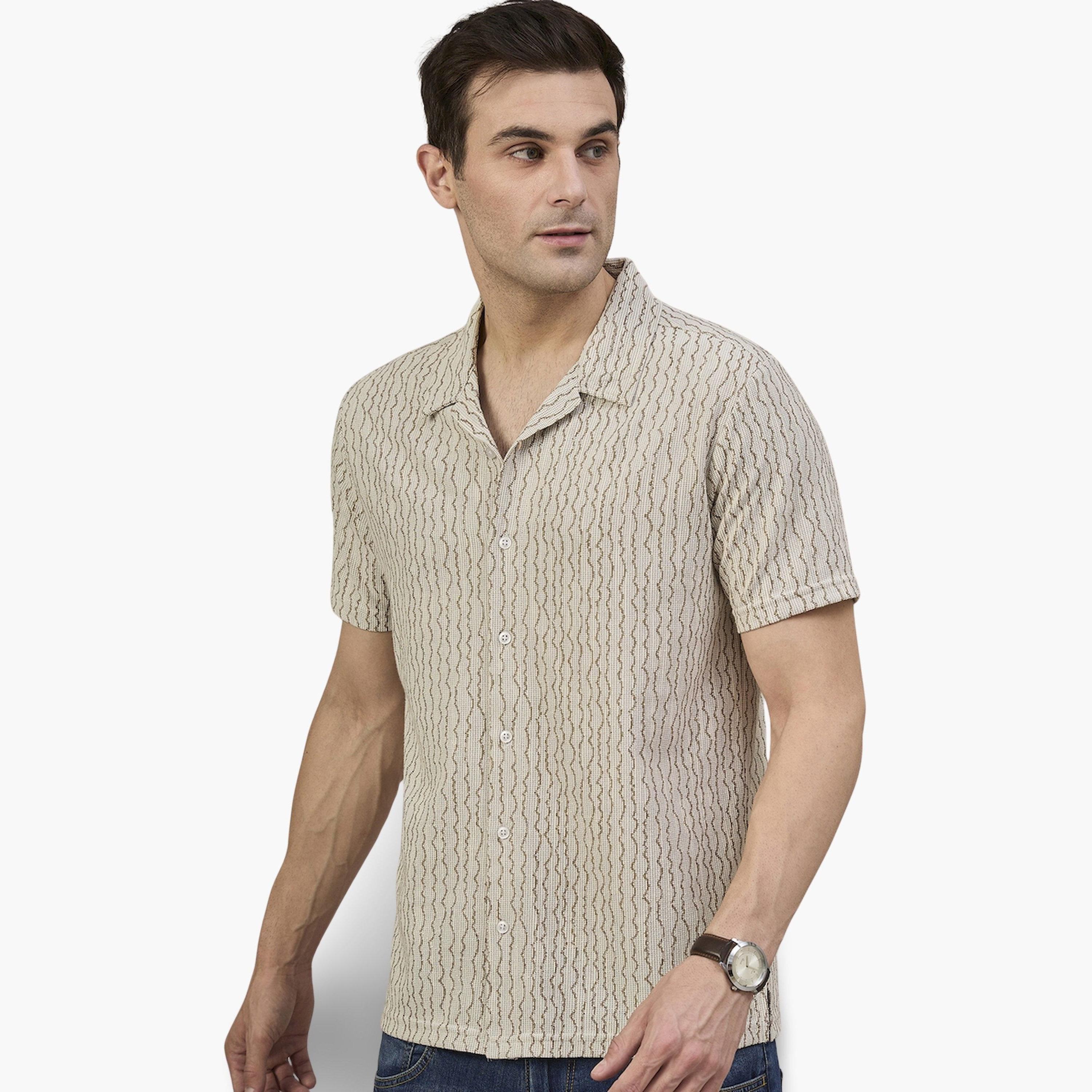 REPRISE X Styli Beige Patterned Textured Shirt-men-clothing-shirts-image-5