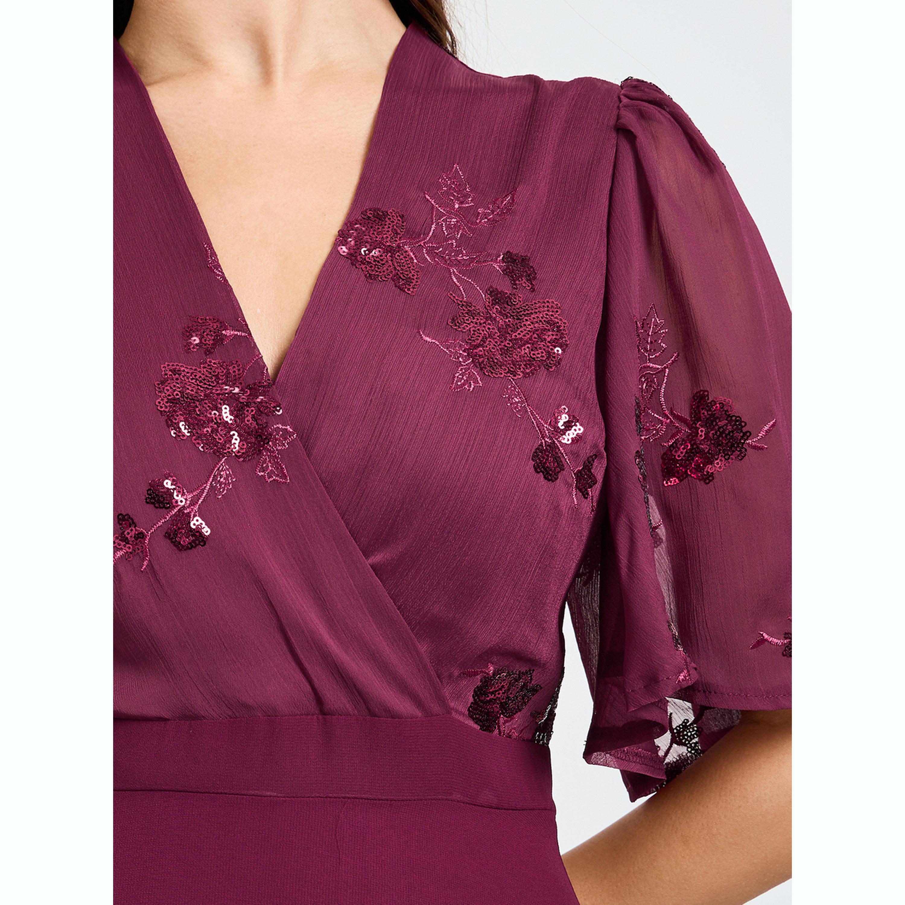 فستان طويل بحافة واسعة وأكمام قصيرة-women-clothing-dresses-image-5
