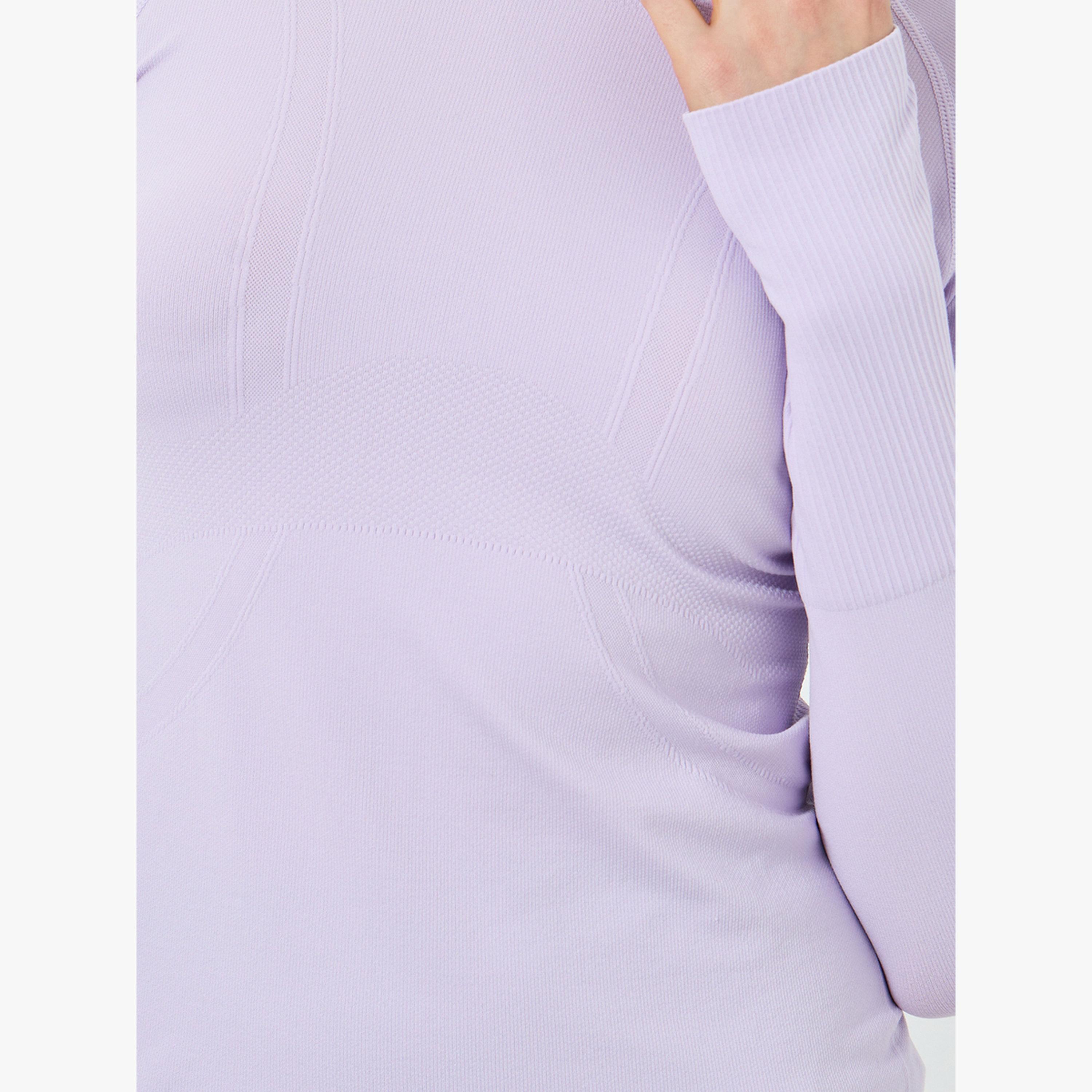 Styli Lilac Seamless Contour Detail Short Sleeves Top-sports-women-clothing-tshirtsandvests-image-6