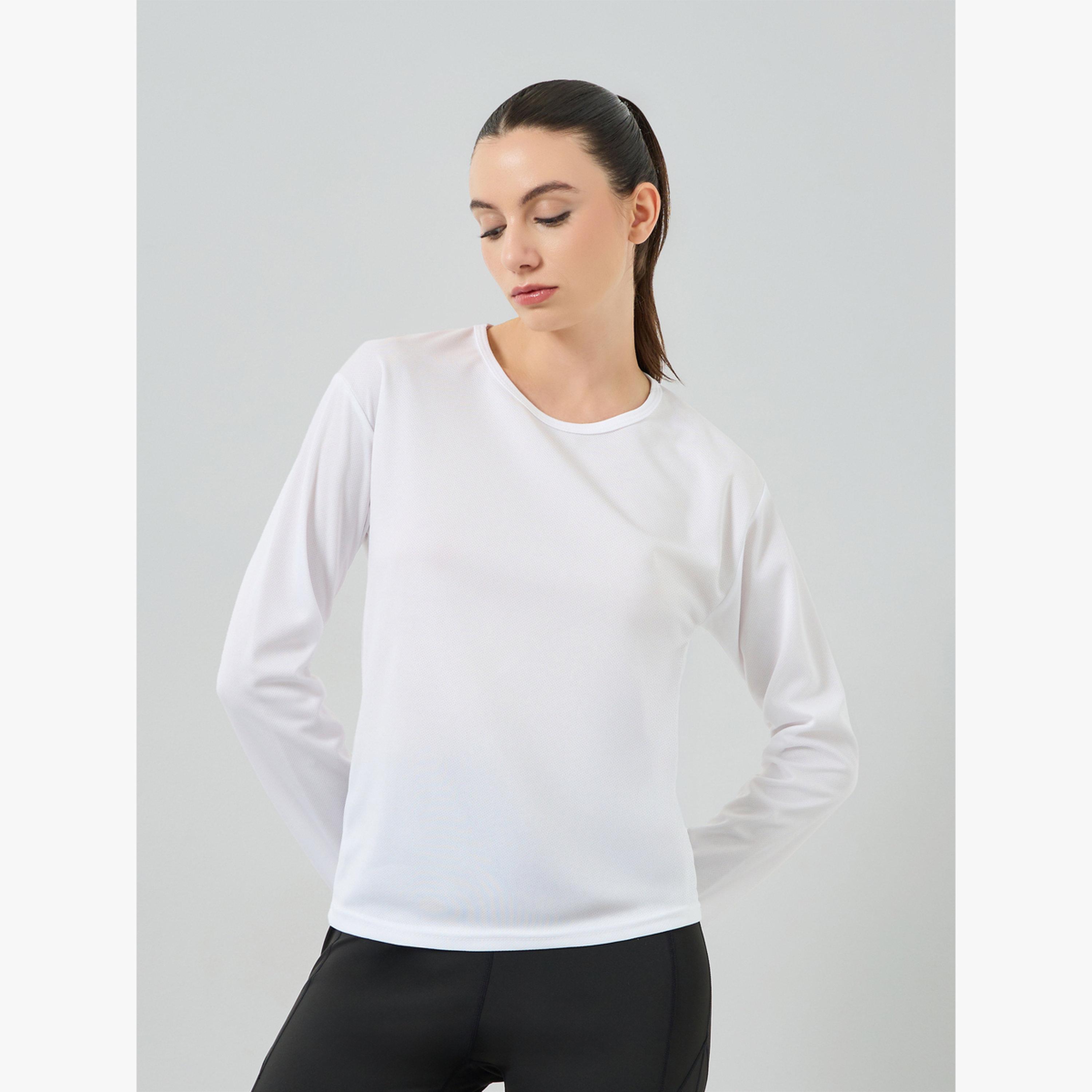 Styli White Long Sleeve Textured Top-women-clothing-tshirts-image-1